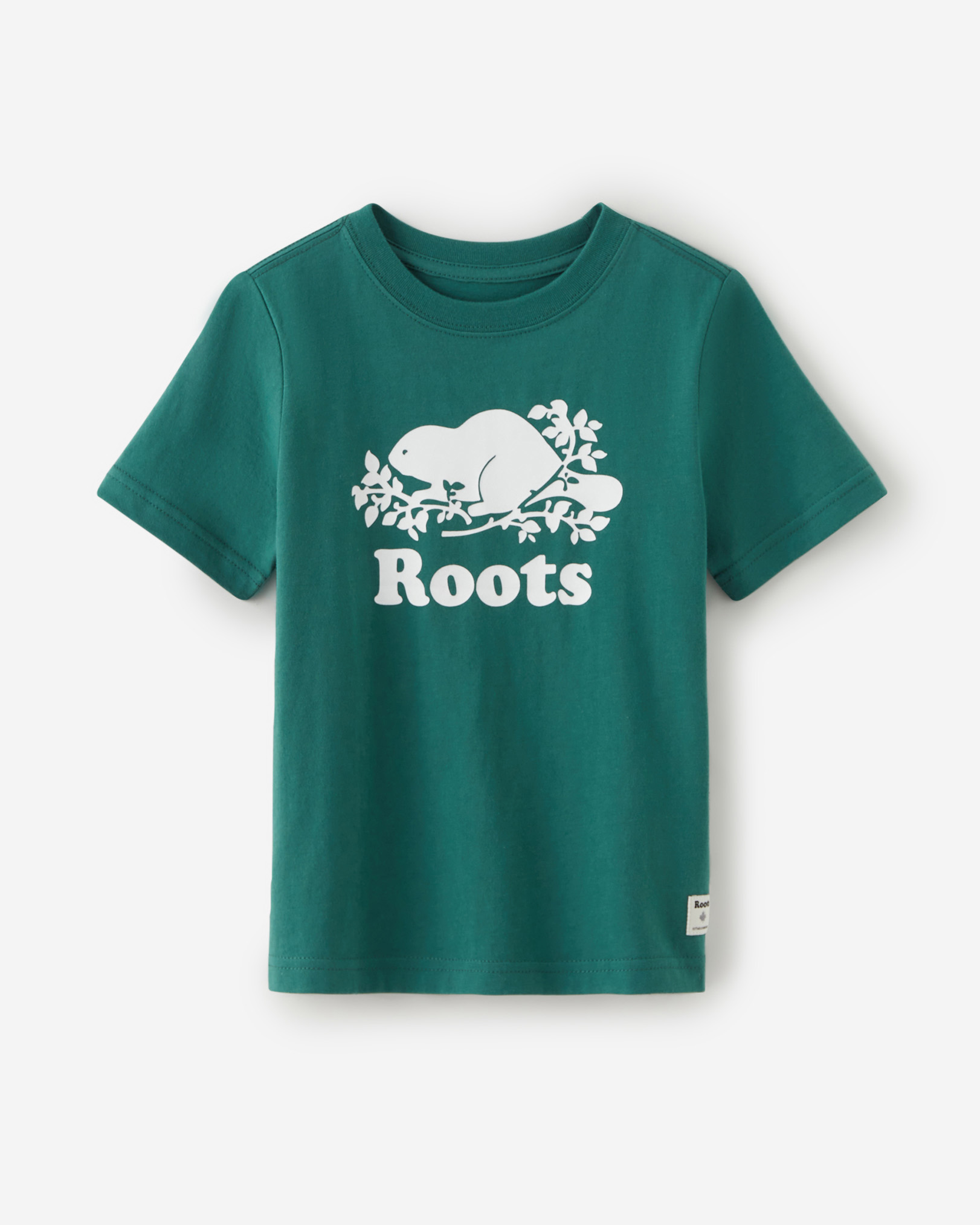Roots Toddler Organic Original Cooper Beaver T-Shirt in Smoke Pine