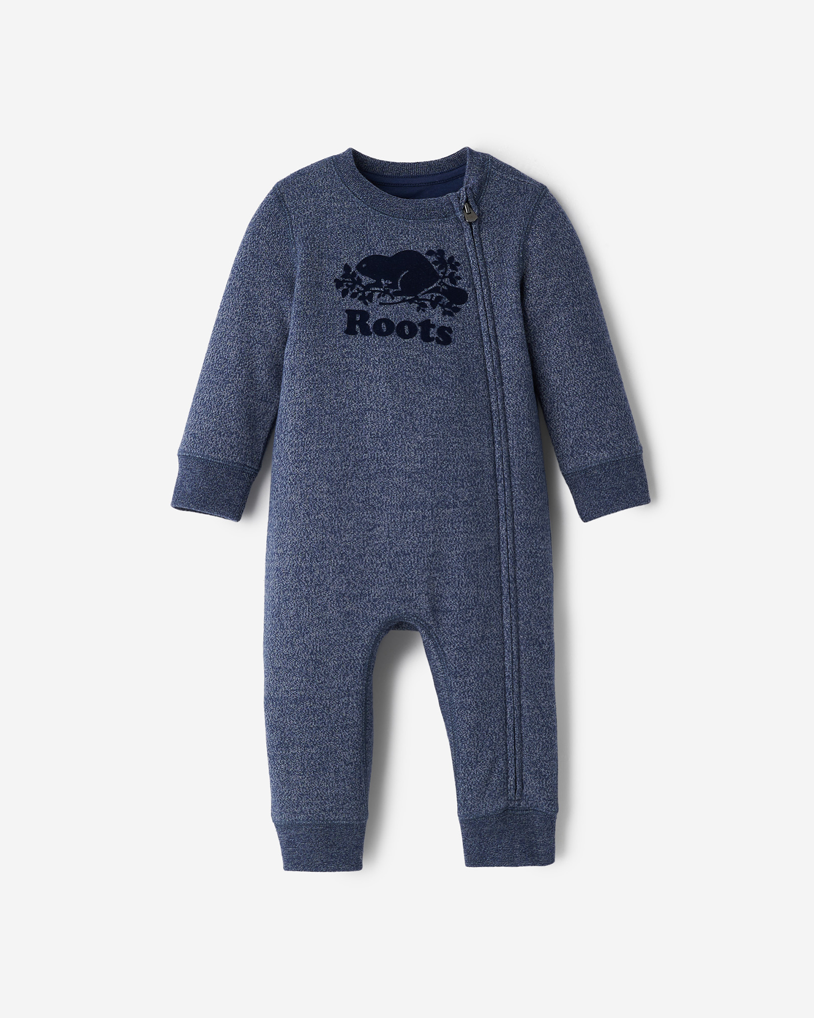 Roots Baby Organic Original Cooper Beaver Romper in Navy Pepper Blue