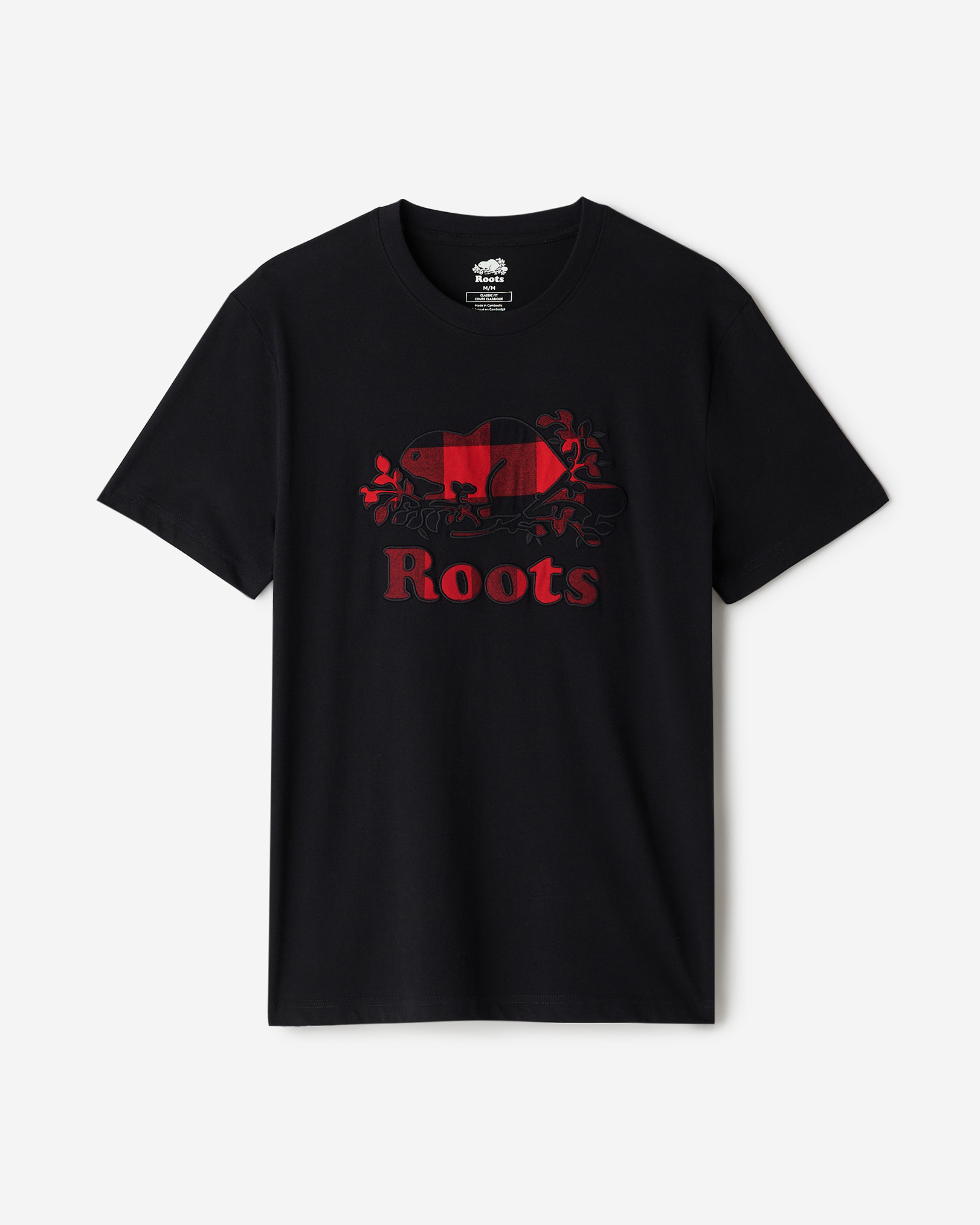 Roots Men's Cooper Plaid Fill T-Shirt in Black
