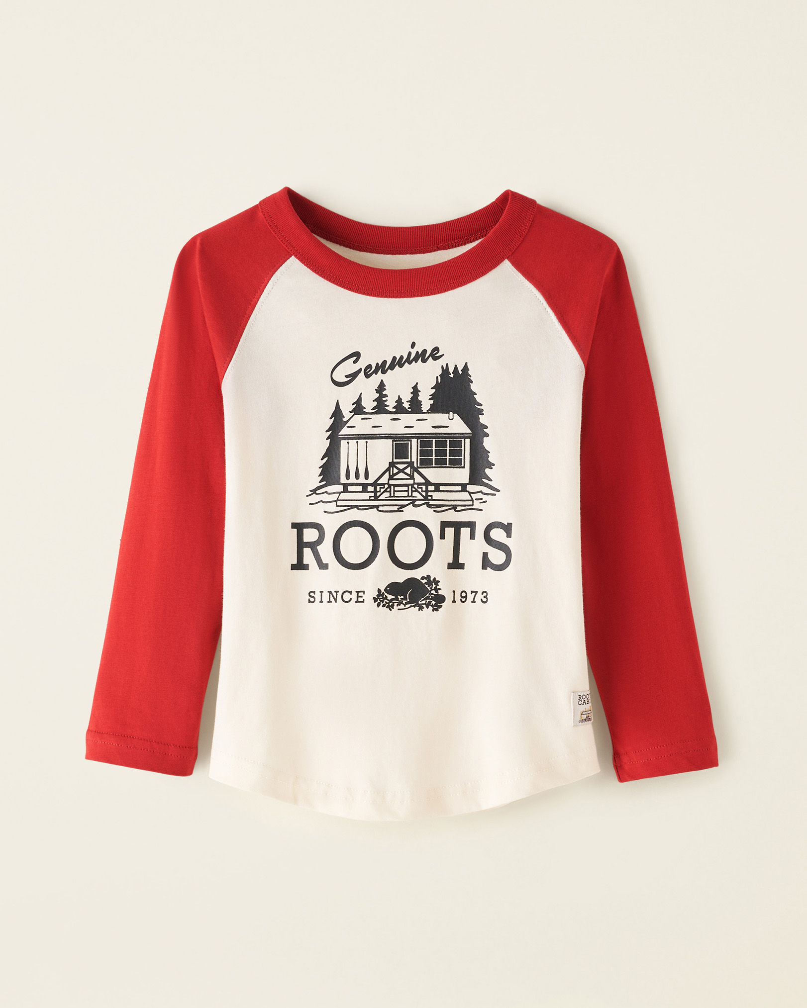 Roots Toddler Cabin Baseball T-Shirt in Birch White