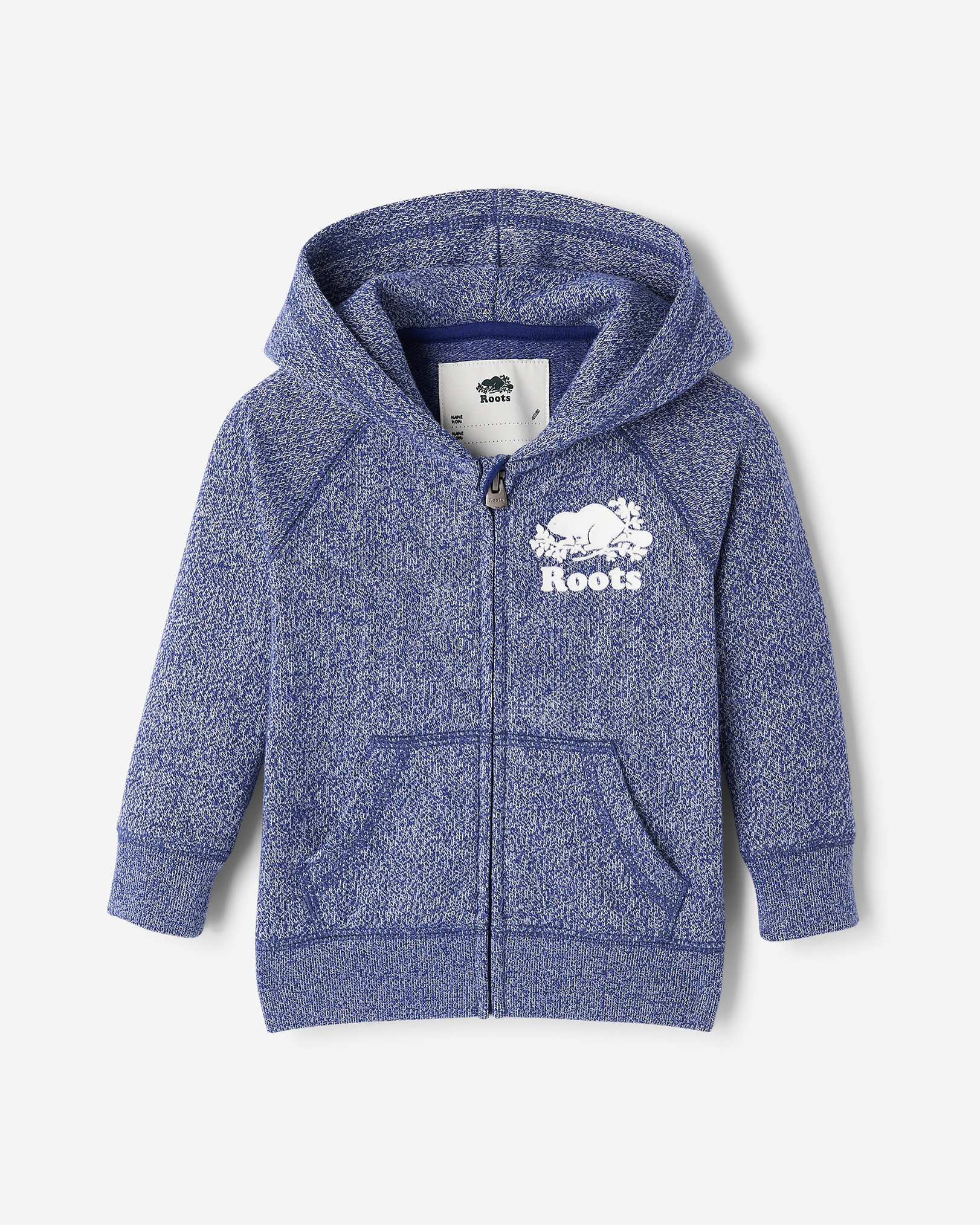 Roots Baby Organic Original Terry Full Zip Hoodie in Beacon Blue Pepper