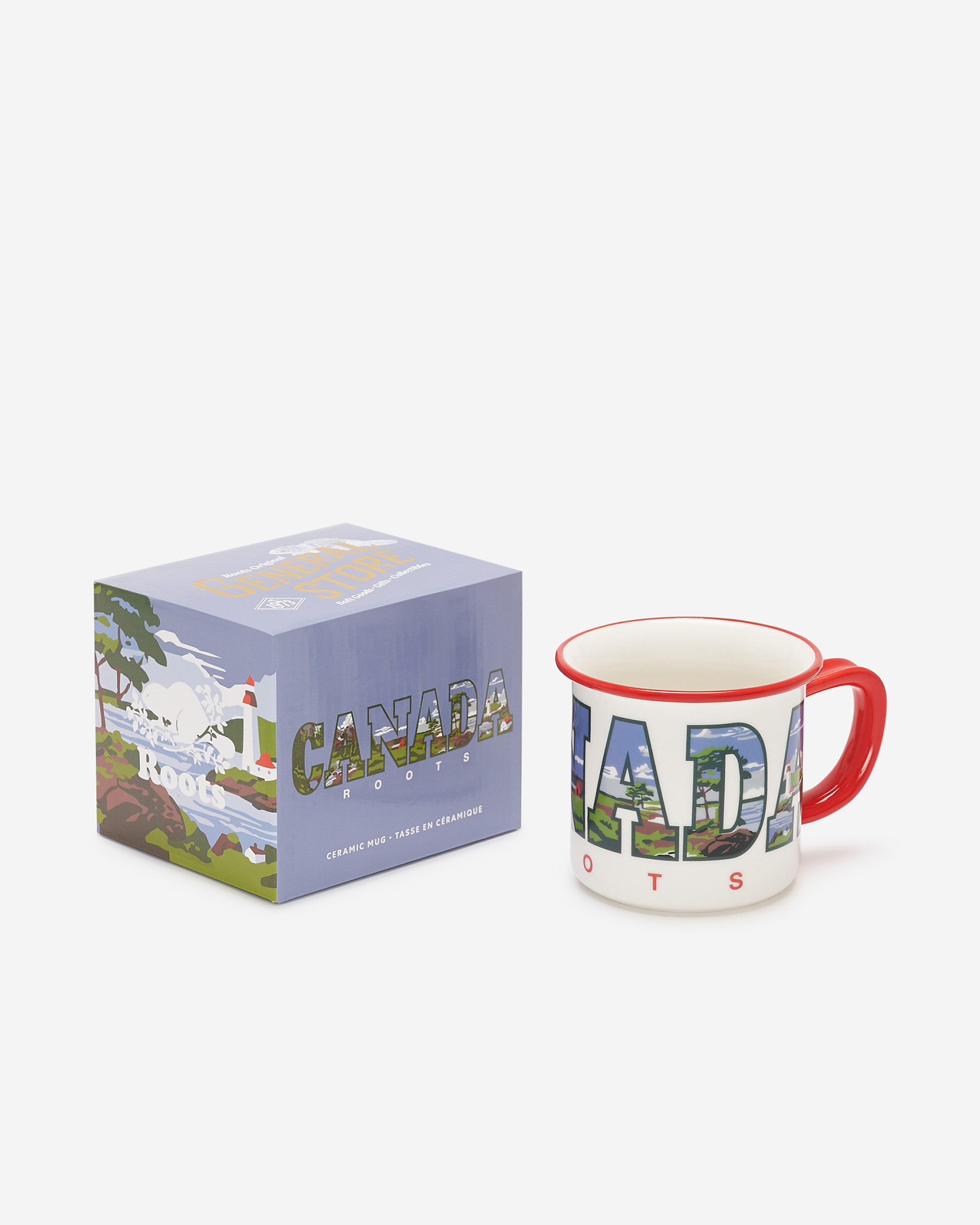 Roots Greetings From Canada Mug in Assorted Colours