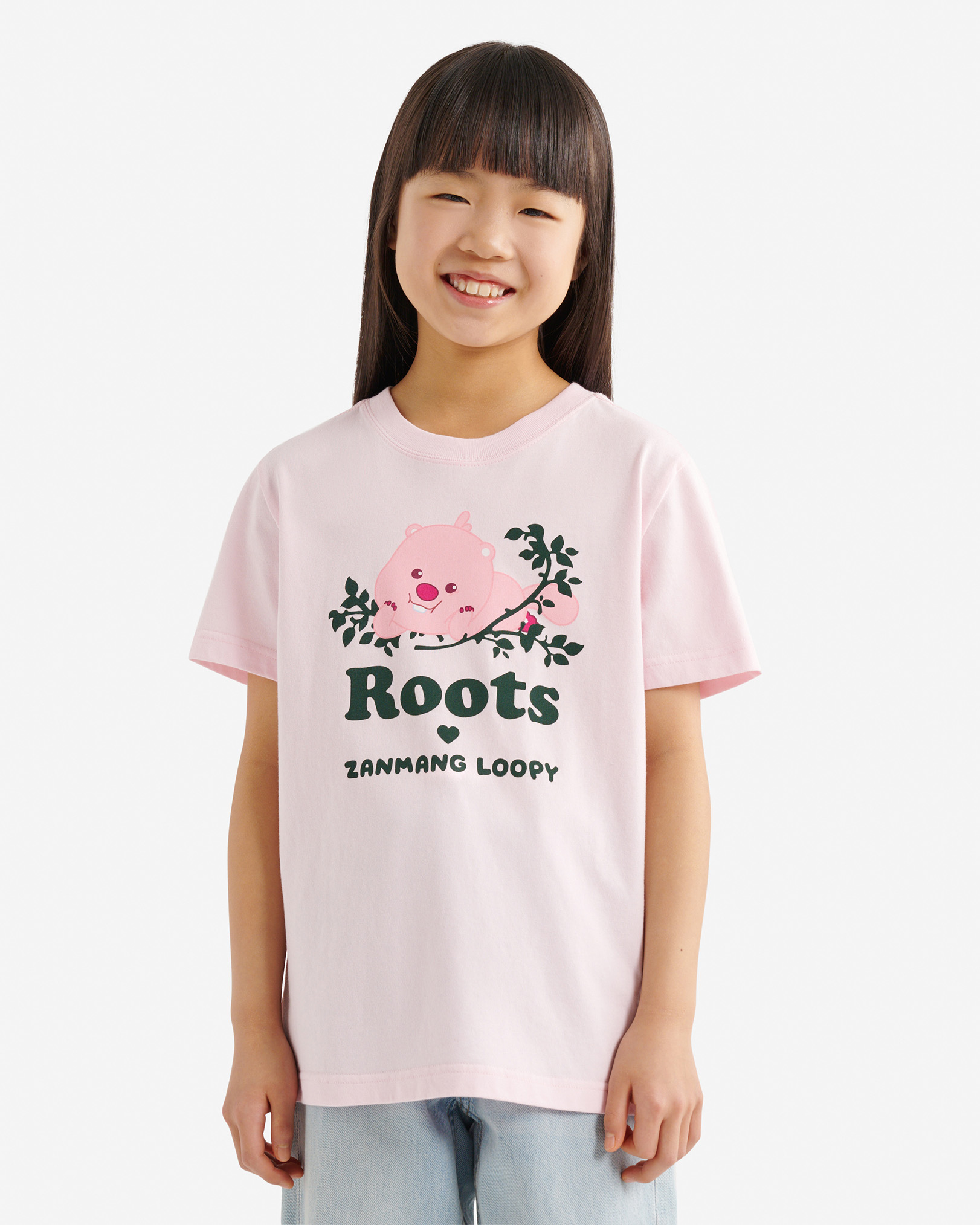 Roots Kids X Zanmang Loopy T-Shirt in Bubble Pink