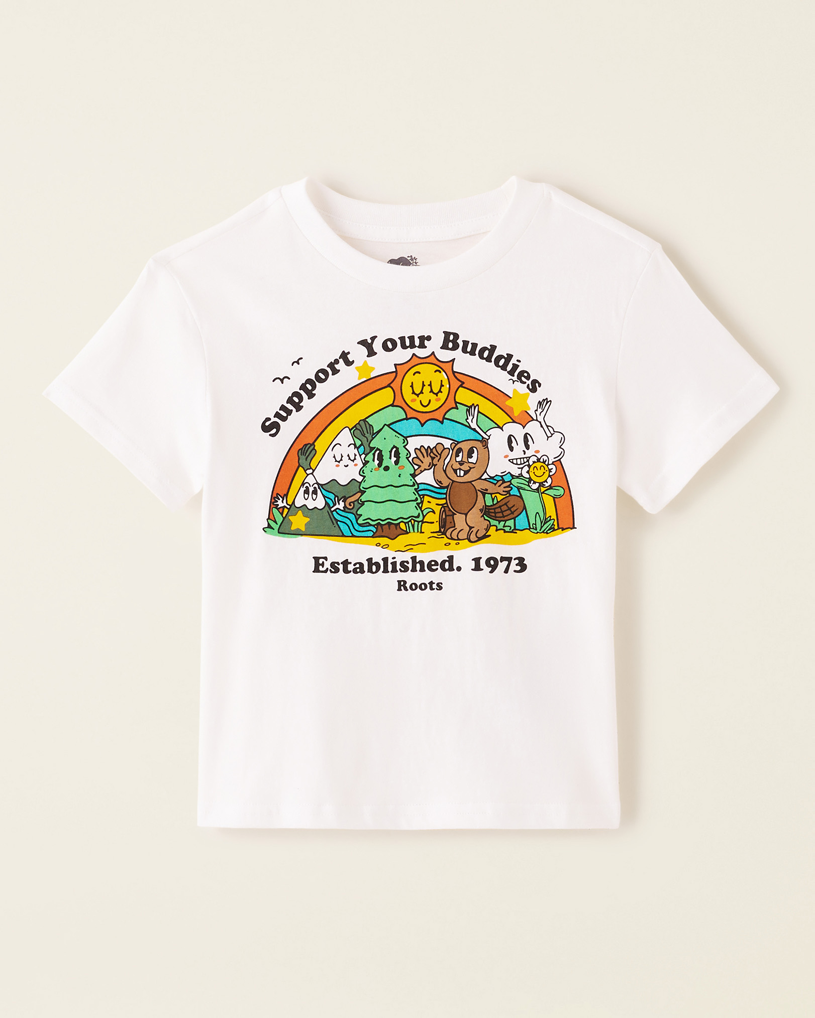Roots Toddler Teamwork Graphic T-Shirt in Egret