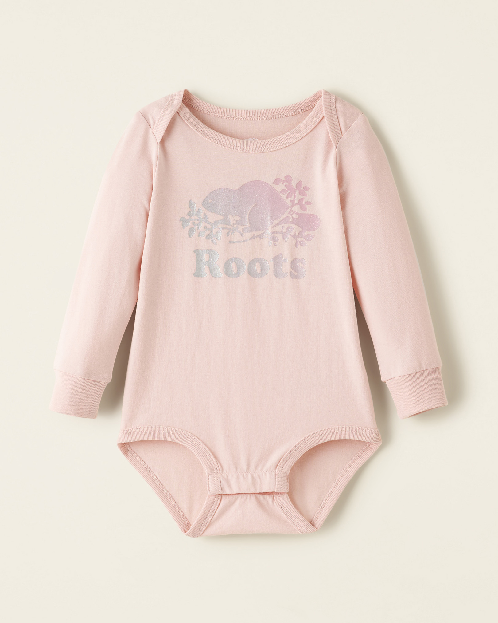 Roots Baby Organic Cooper Beaver Bodysuit in Light Pink