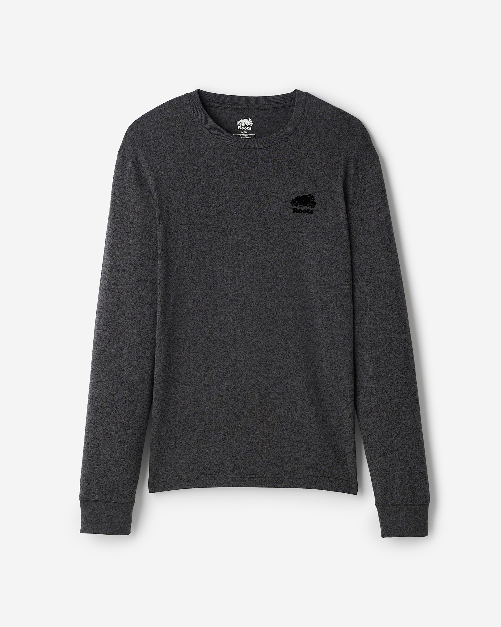 Roots Men's Organic Perfect Pepper Long Sleeve T-Shirt in Black Pepper