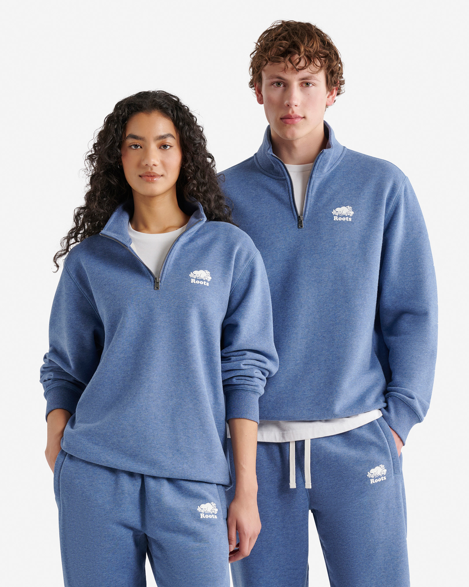 Organic Original Terry Quarter Zip - Gulf Blue Mix