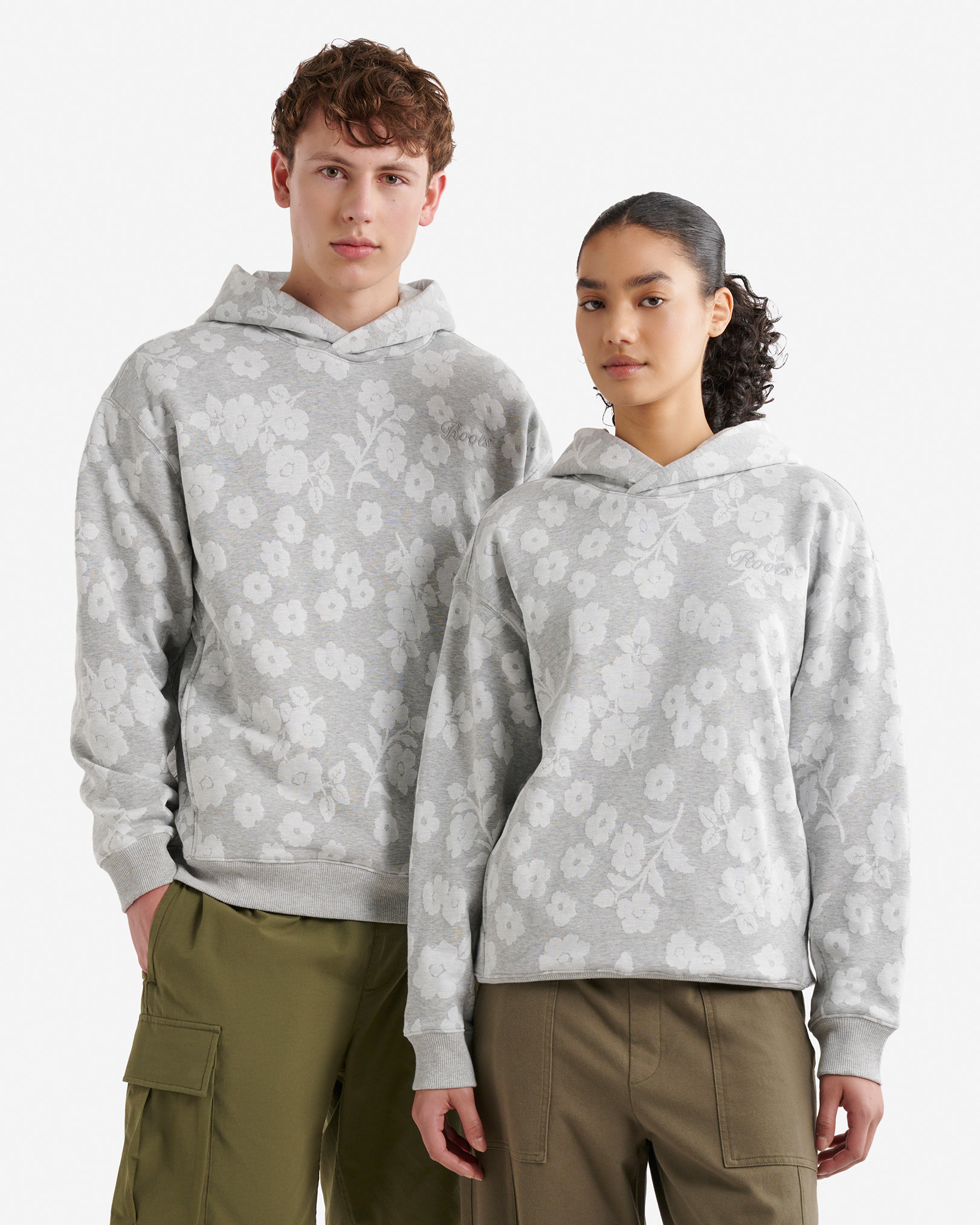 Chandail à capuchon jacquard floral