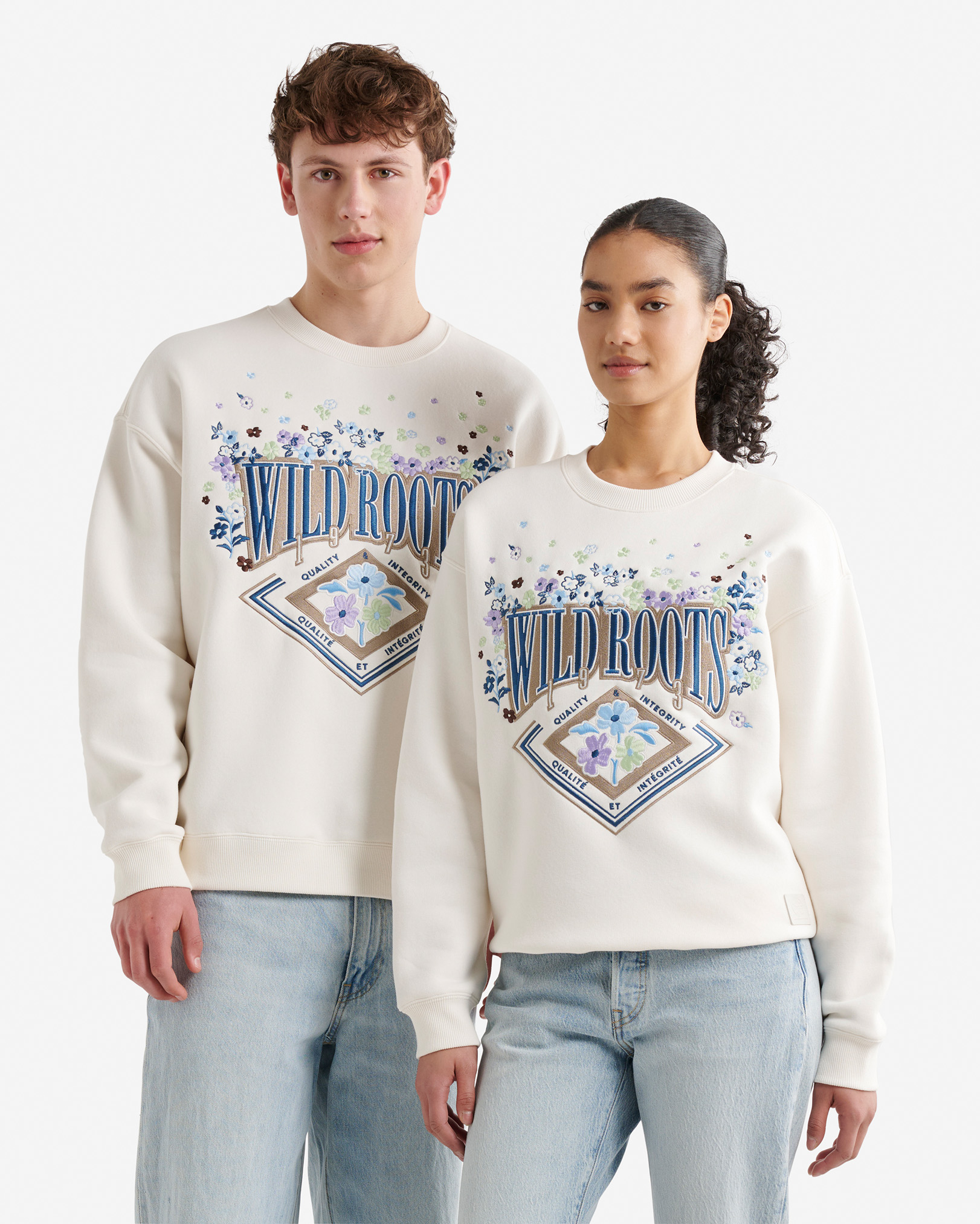 Floral Studio Fleece Crew - Egret Floral Studio Fleece Crew - Egret