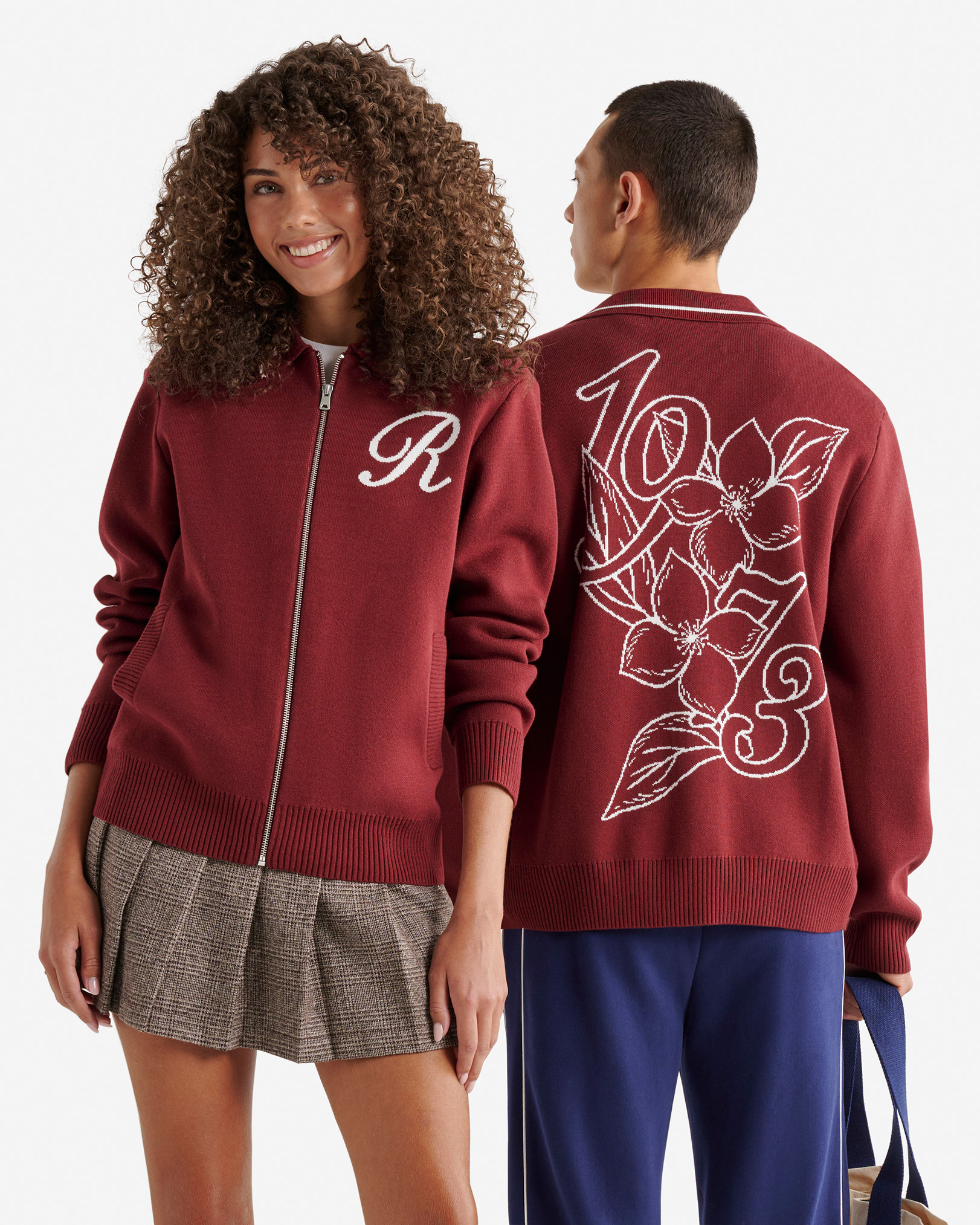 Robson Jacquard Zip Cardigan - Maroon