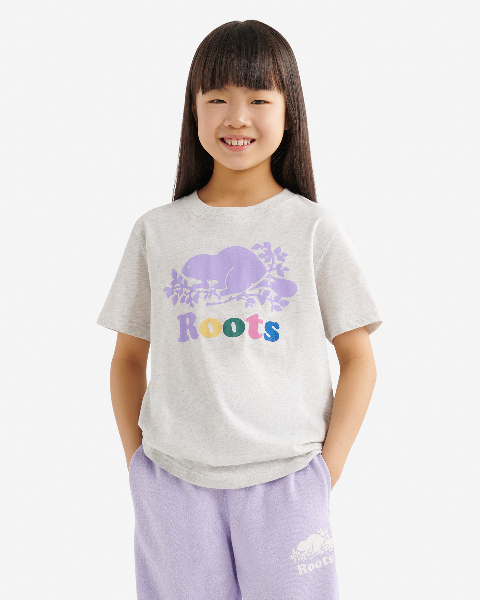 Kids Organic Original Cooper Beaver T-Shirt - White Mix Kids Organic Original Cooper Beaver T-Shirt - White Mix