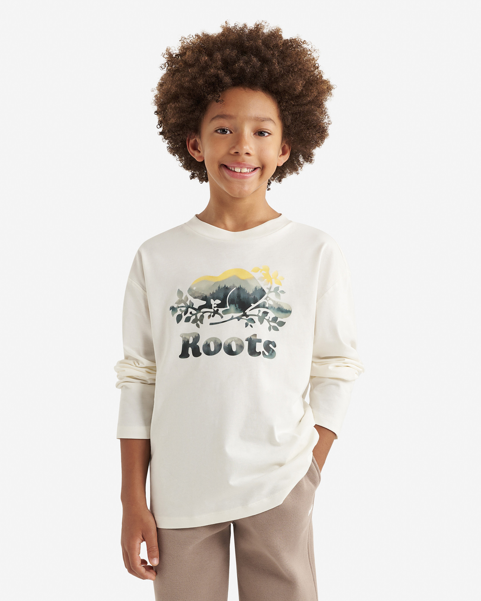Kids Organic Cooper Watercolour T-Shirt - Egret Kids Organic Cooper Watercolour T-Shirt - Egret
