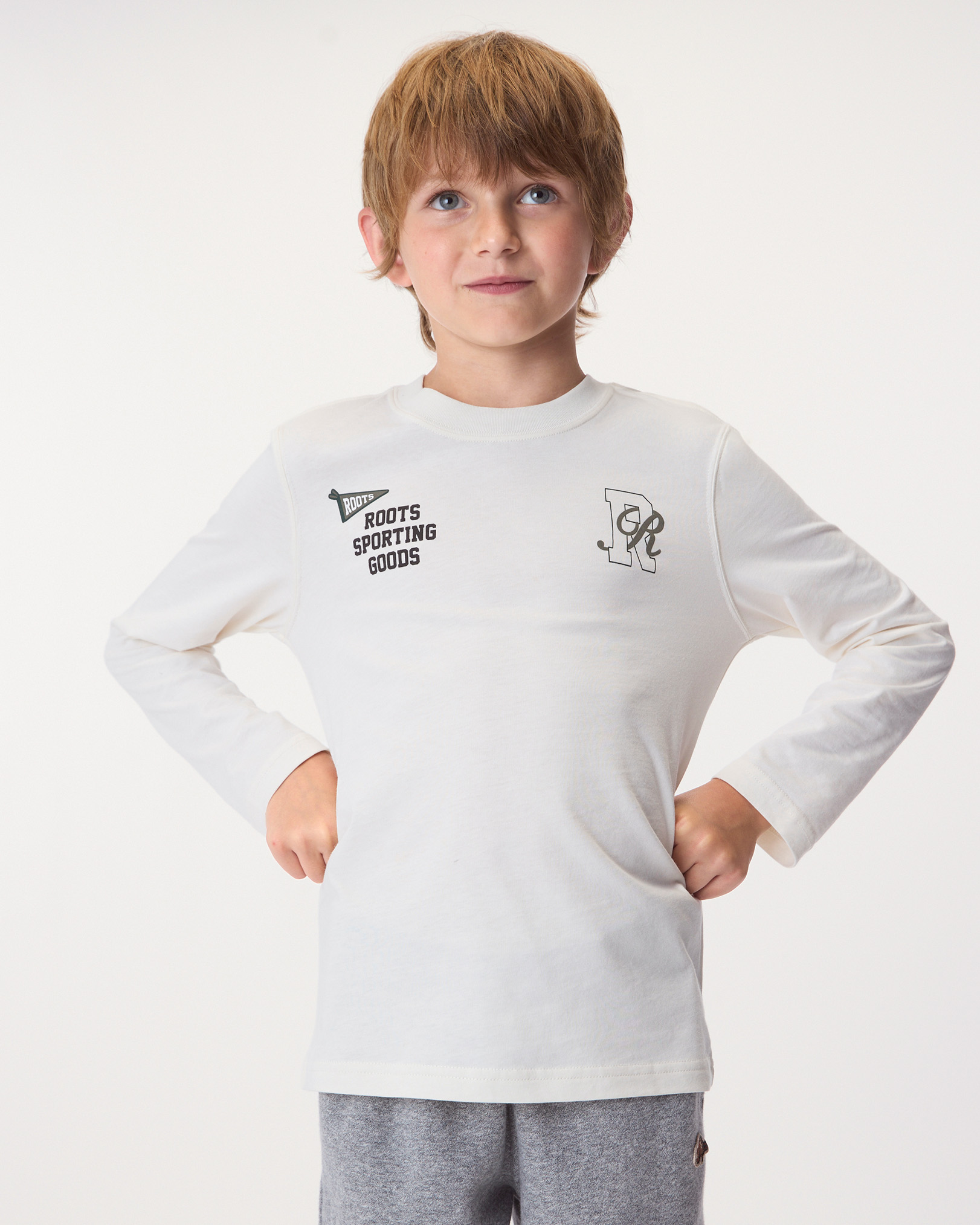 Kids Roots Academy Long Sleeve T-Shirt - Egret Kids Roots Academy Long Sleeve T-Shirt - Egret