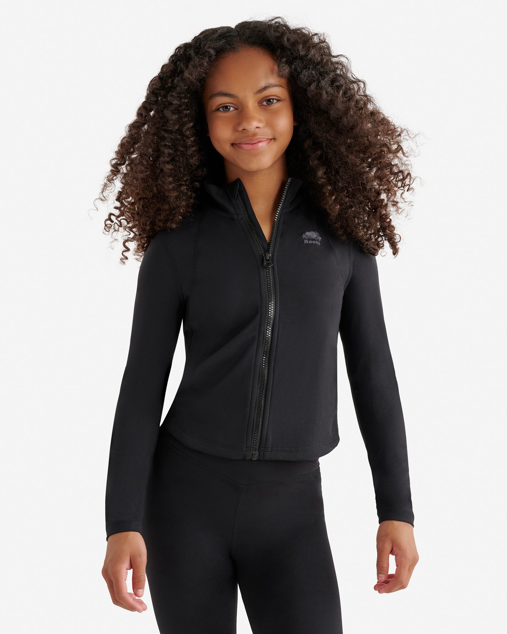 Girls Active Fitted Track Jacket - Black