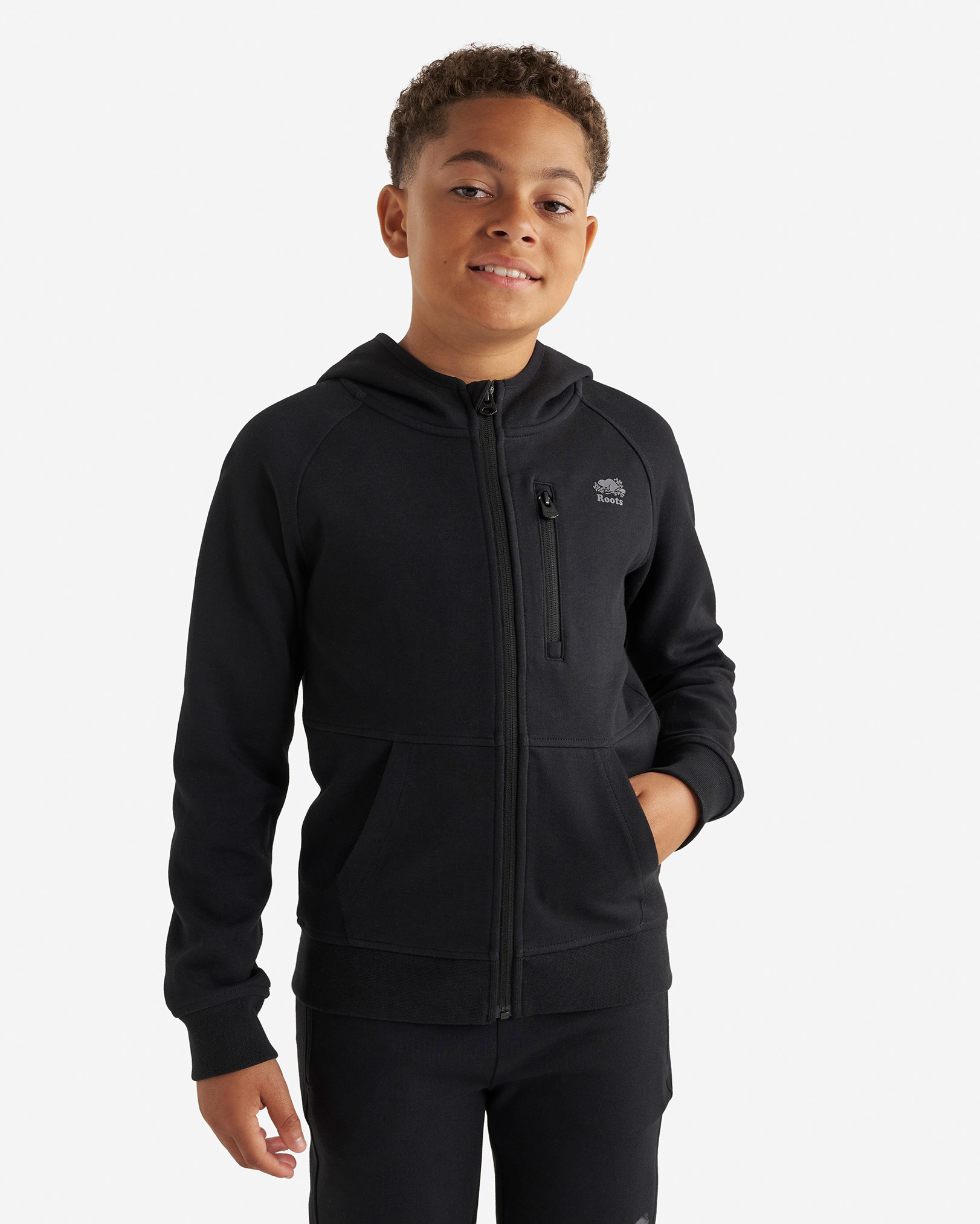 Kids Recover Interlock Full Zip Hoodie - Black