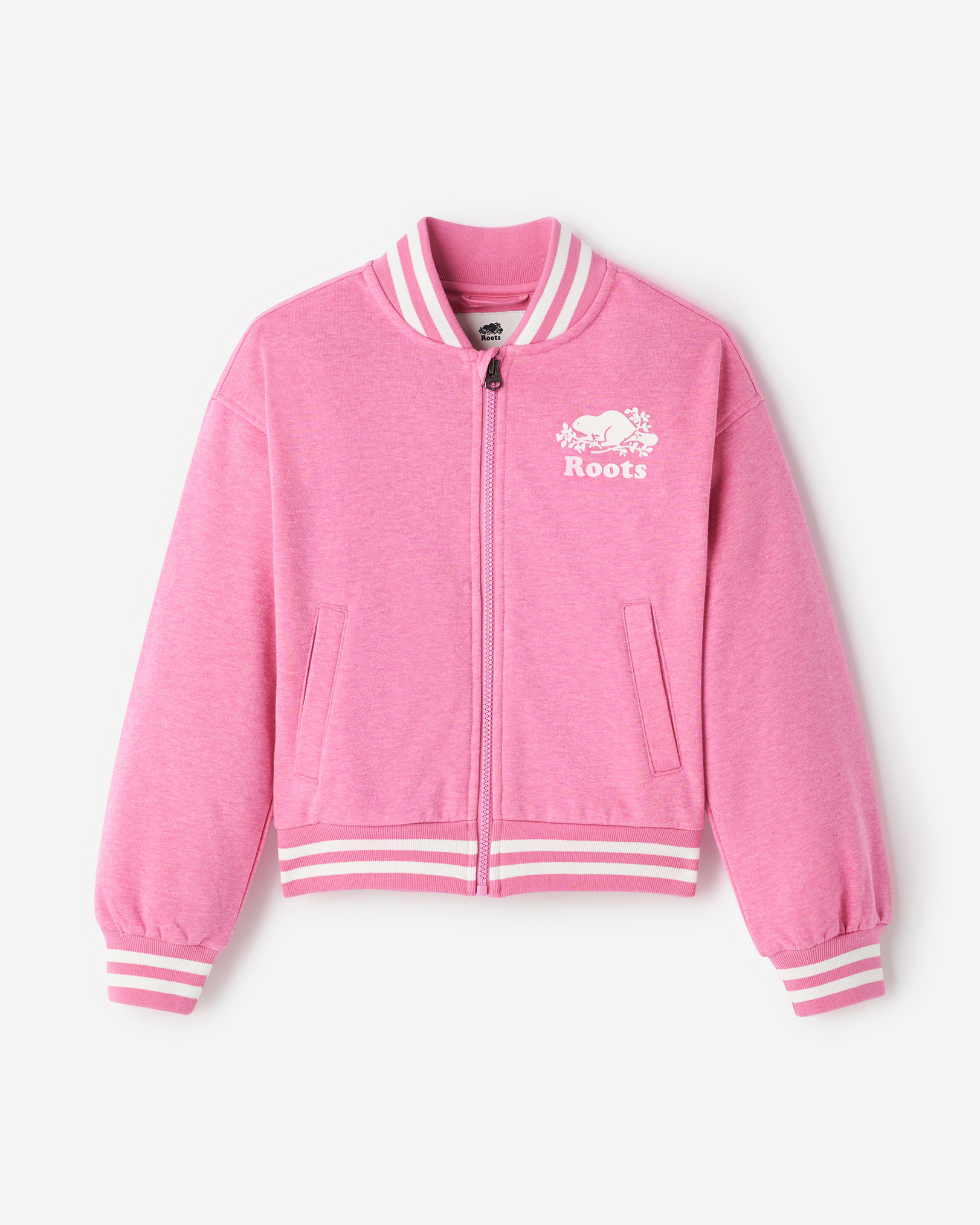 Girls Cooper Sparkle Varsity Jacket - Ultra Pink Mix