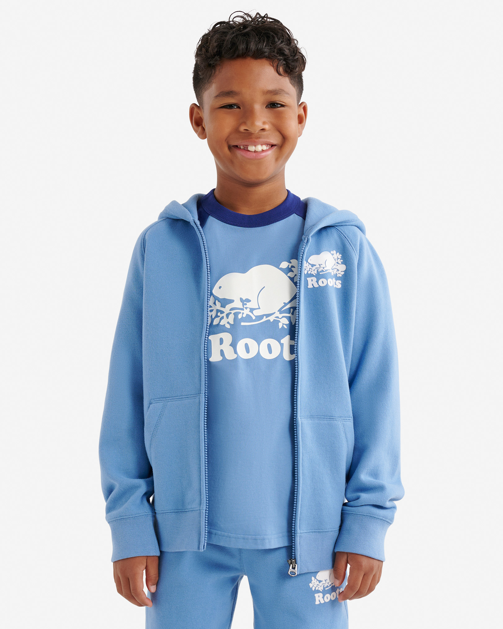 Kids Organic Original Full Zip Hoodie - Gulf Blue