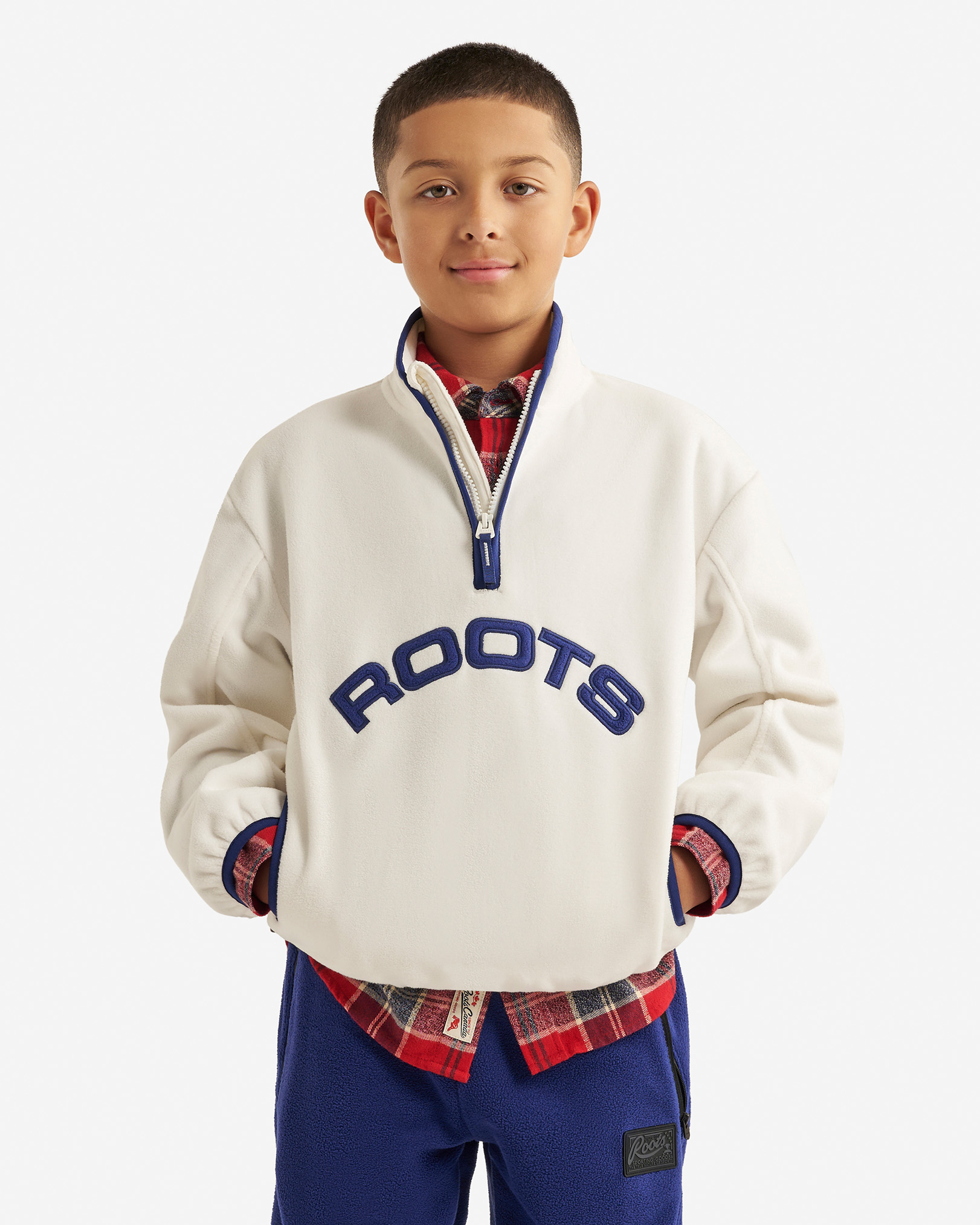 Kids Active Microfleece Quarter Zip - Egret