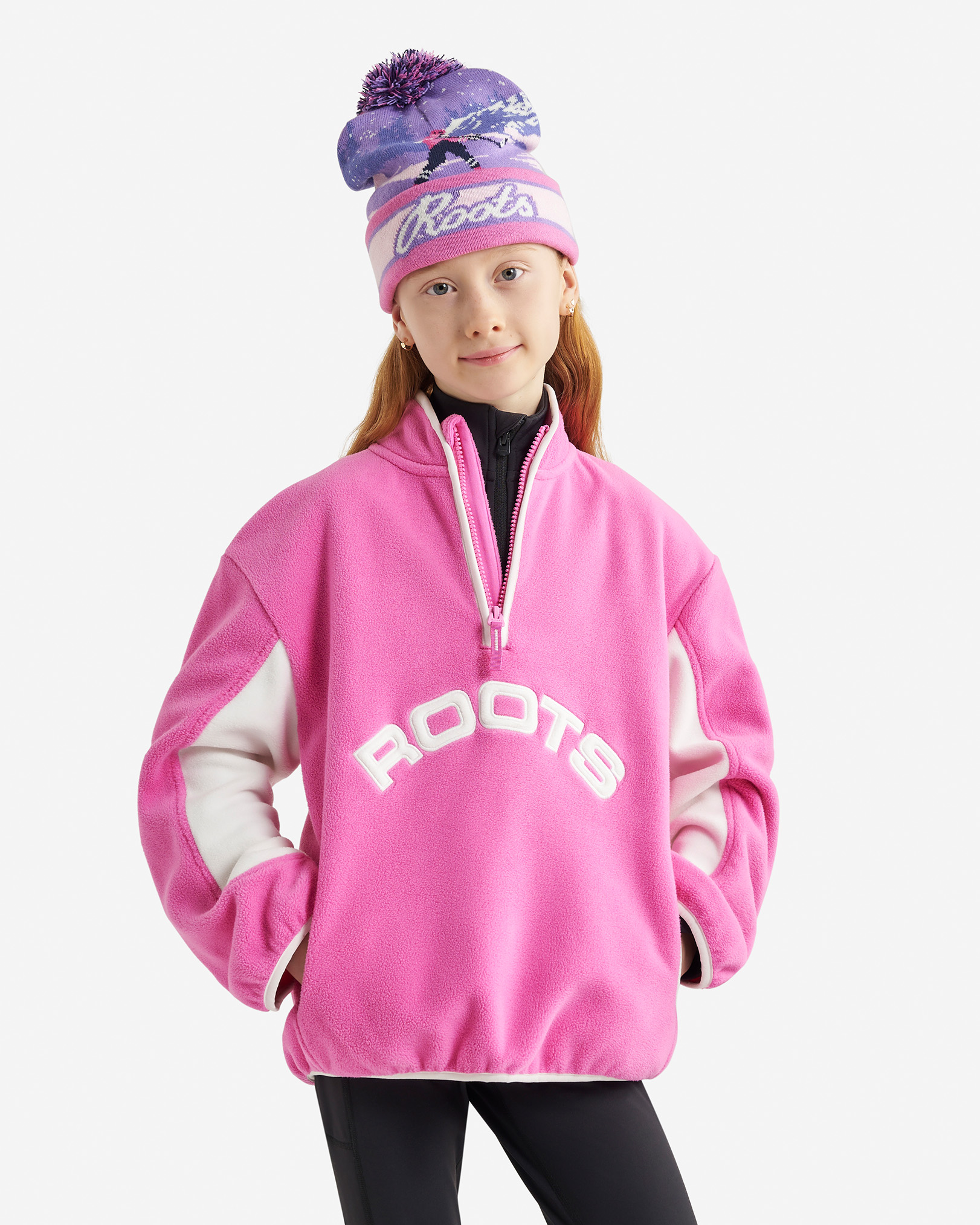 Kids Active Microfleece Quarter Zip - Ultra Pink