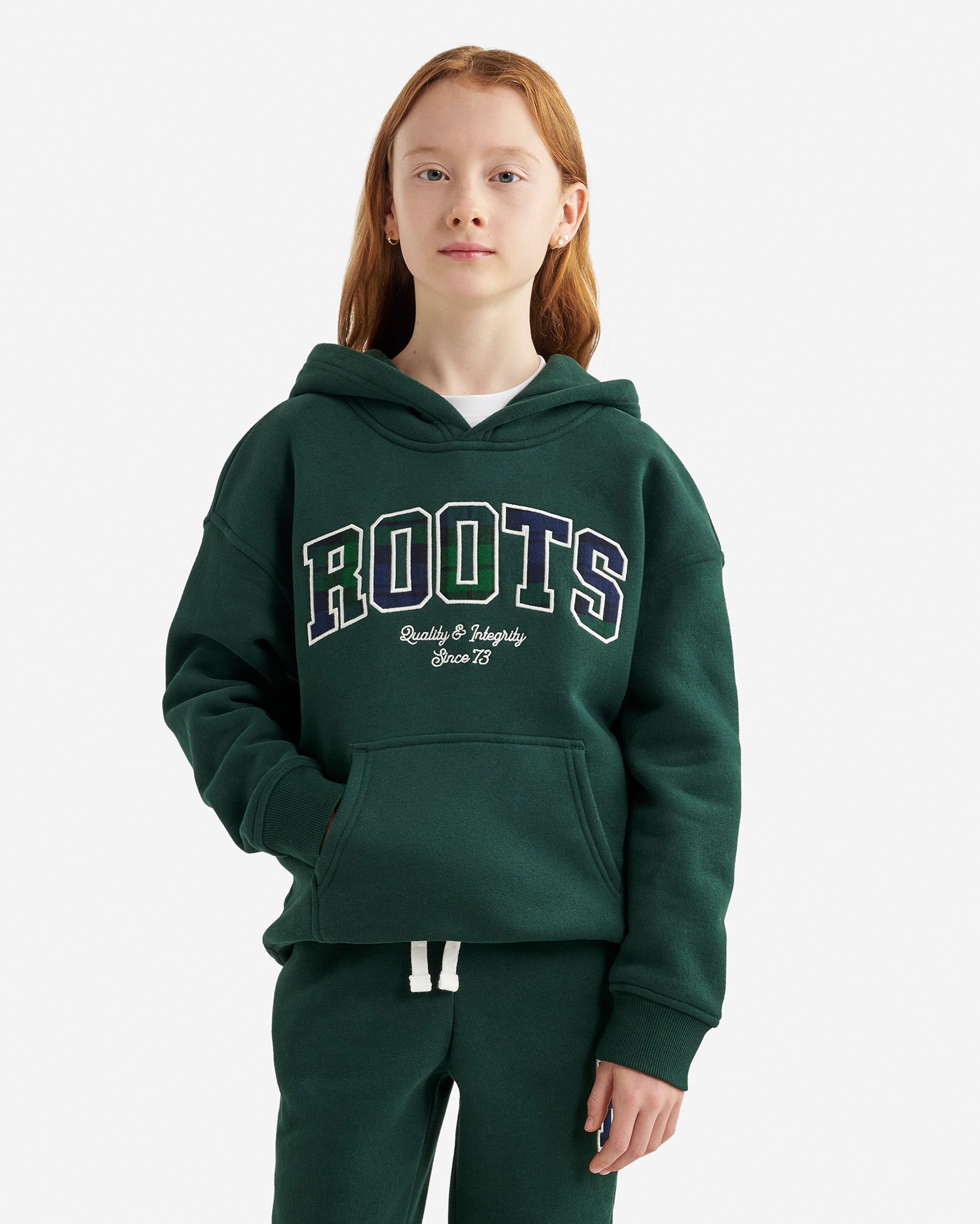 Kids Plaid Applique Hoodie Kids Plaid Applique Hoodie