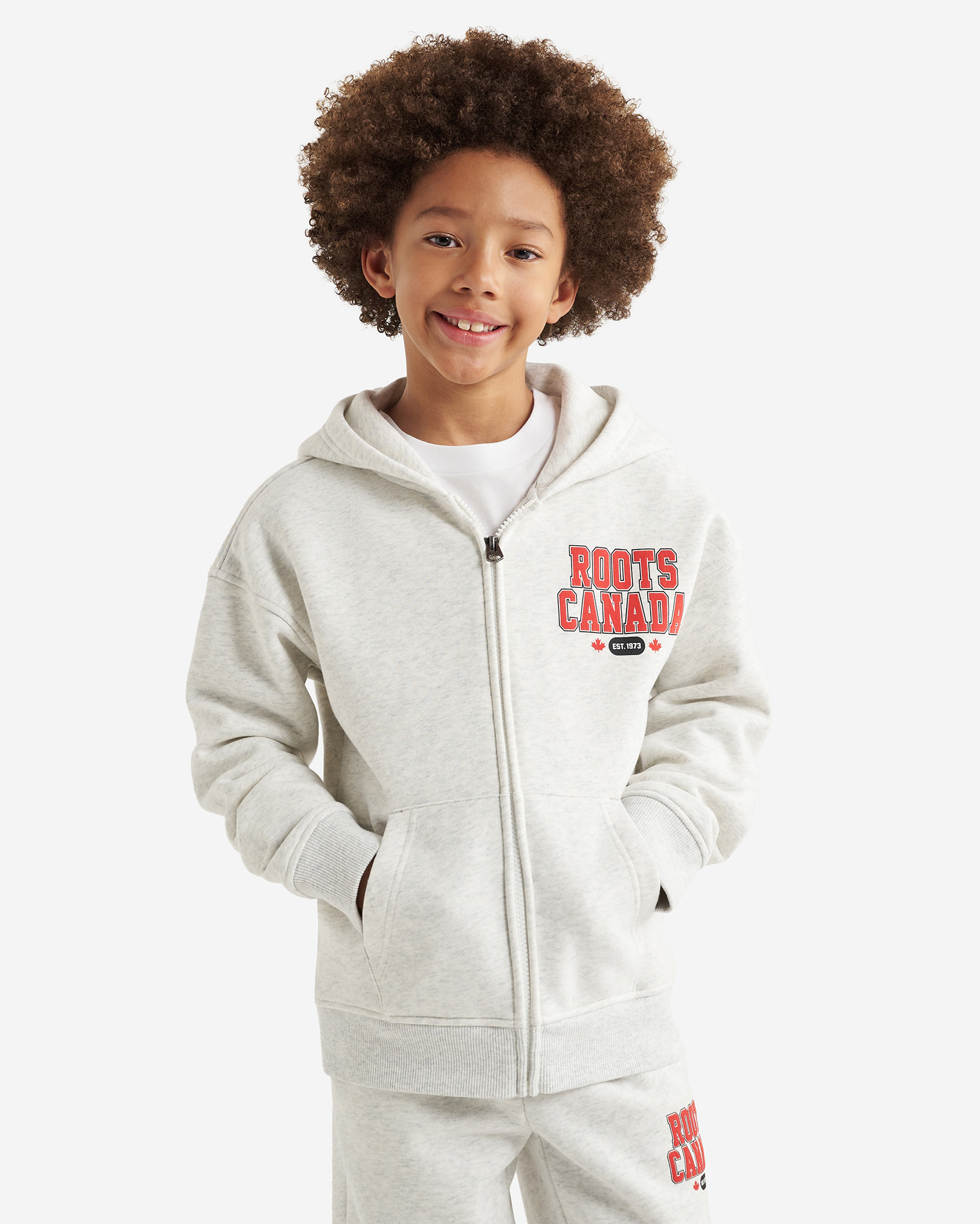 Kids Northern Roots Full Zip Hoodie - White Mix