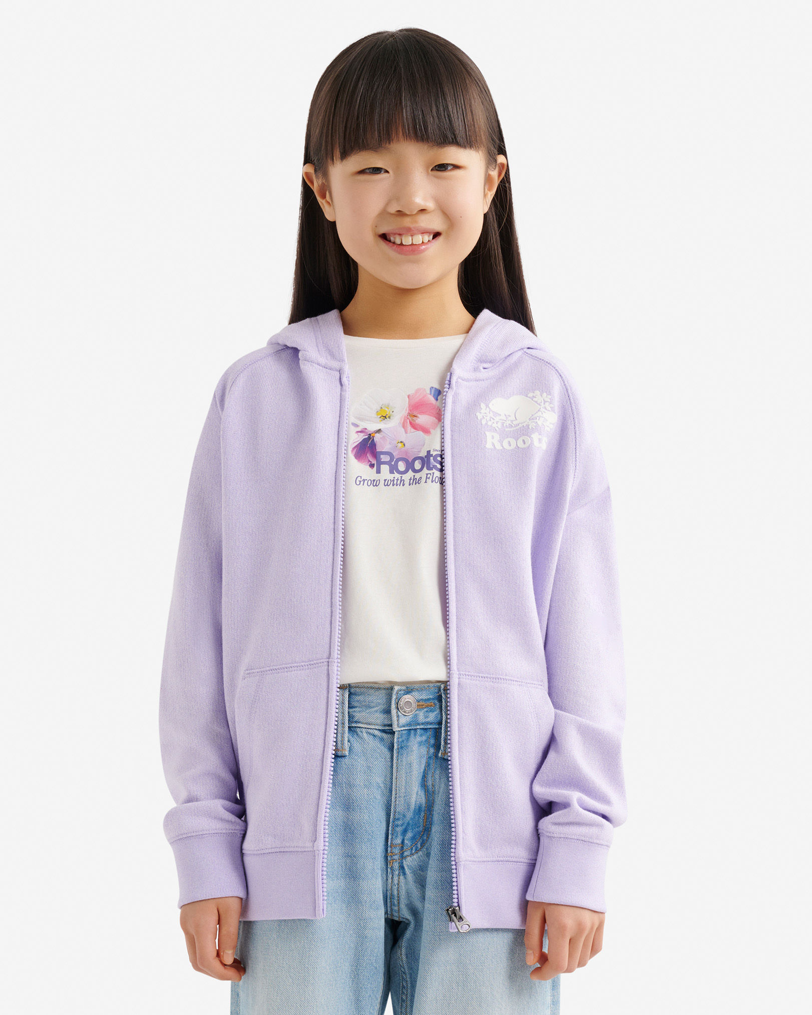 Kids Organic Original Terry Full Zip Hoodie - Lavender Pepper