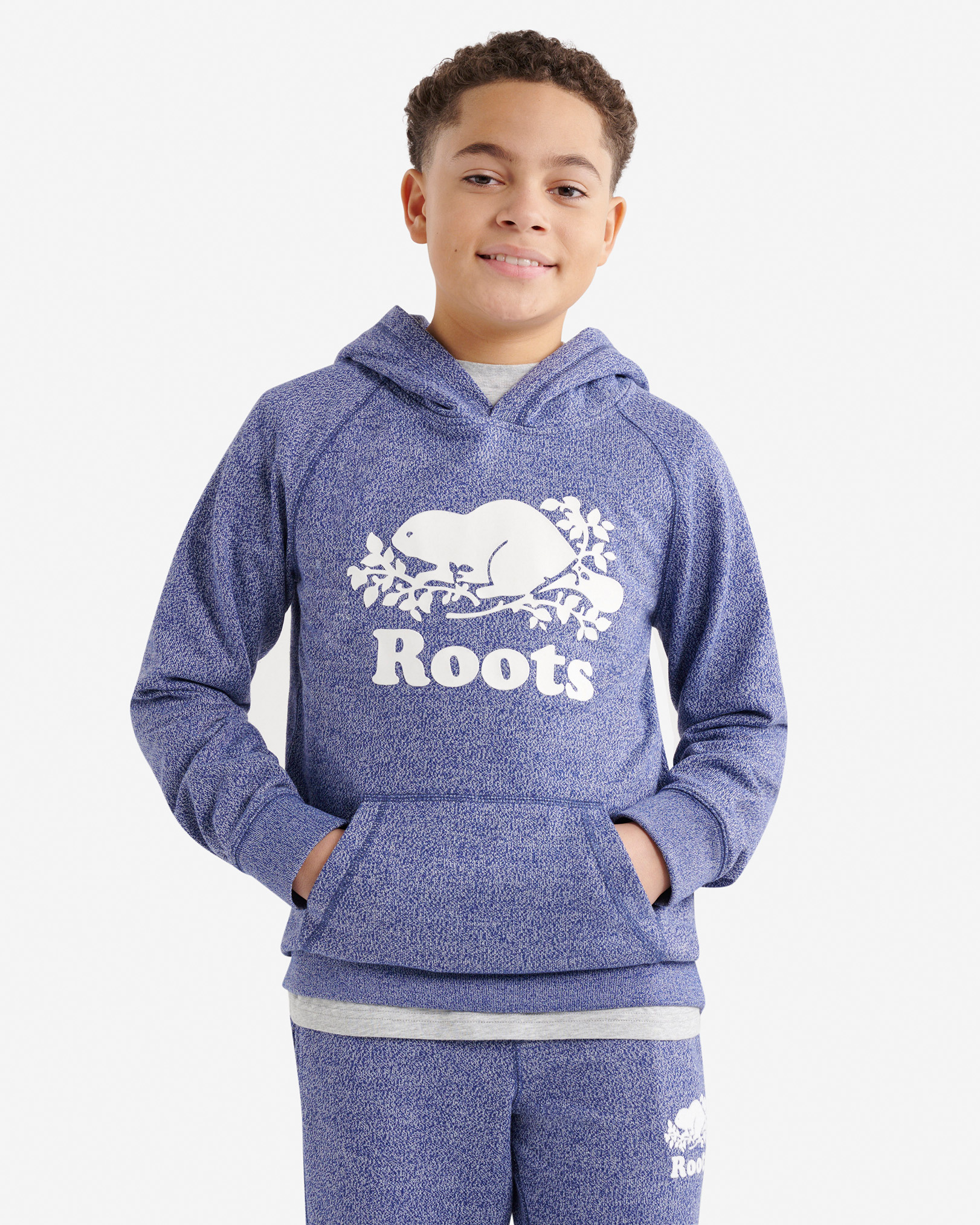 Kids Organic Original Terry Kanga Hoodie - Beacon Blue Pepper