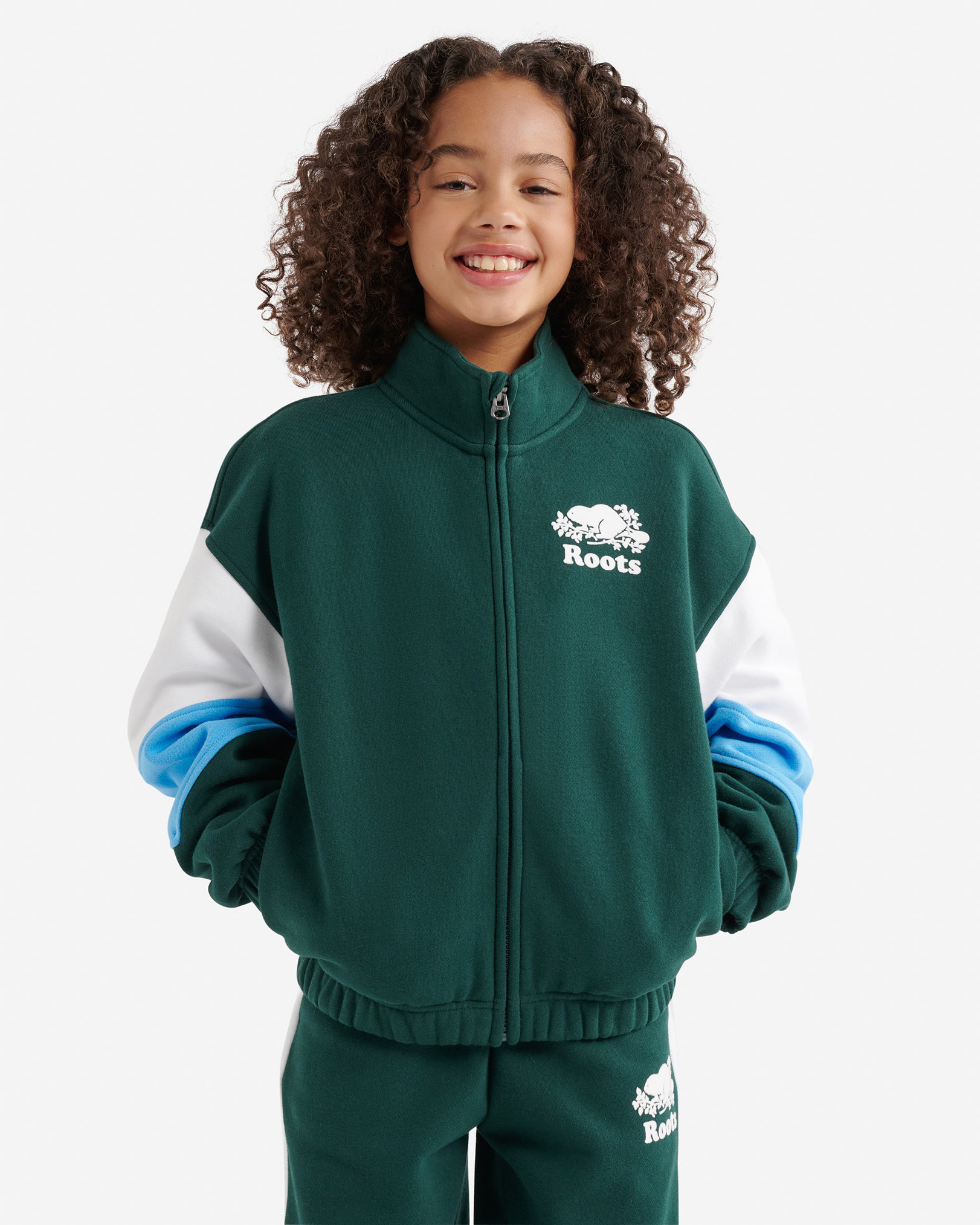 Kids Organic Cooper Colour Block Jacket - Varsity Green