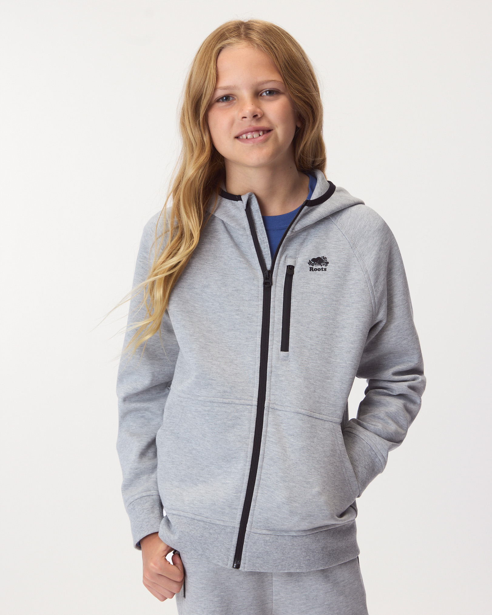 Kids Recover Interlock Full Zip Hoodie - Medium Heather Grey Kids Recover Interlock Full Zip Hoodie - Medium Heather Grey