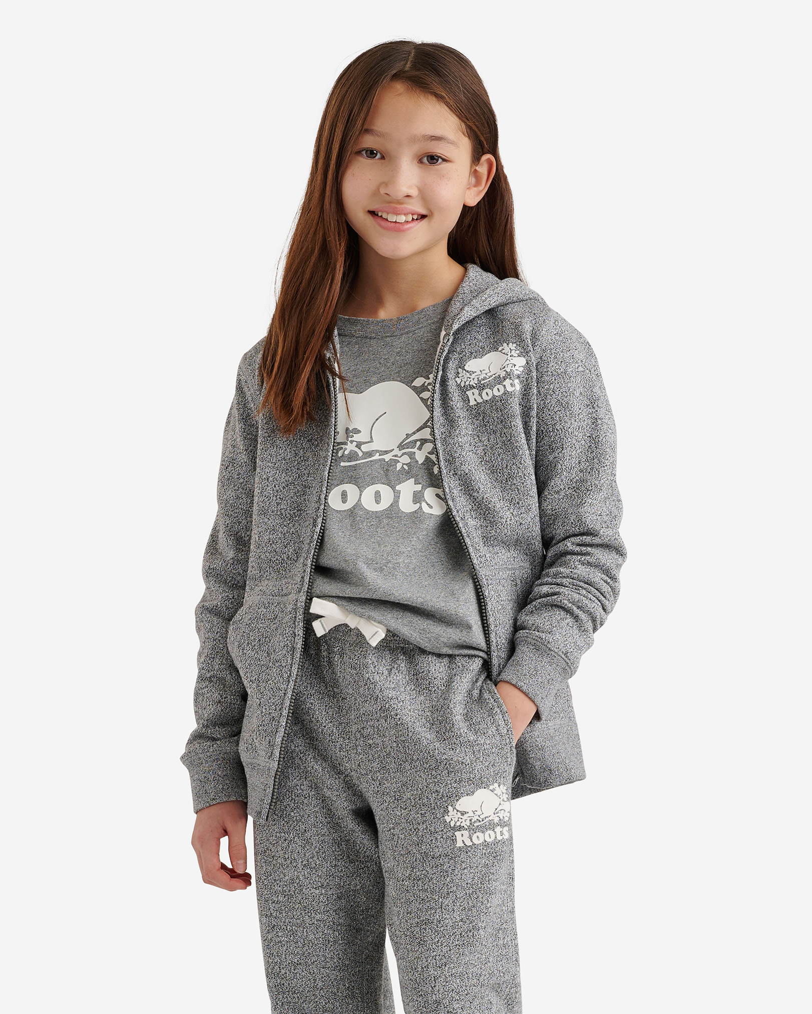Kids Organic Original Full Zip Hoodie - Salt & Pepper