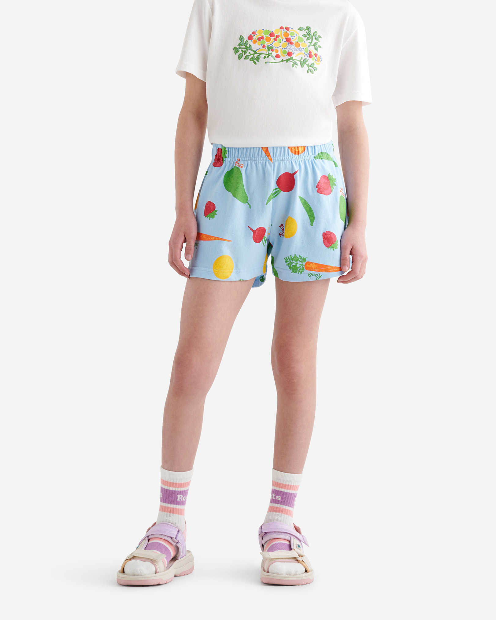 Girls Garden Print Short - Clear Sky Blue