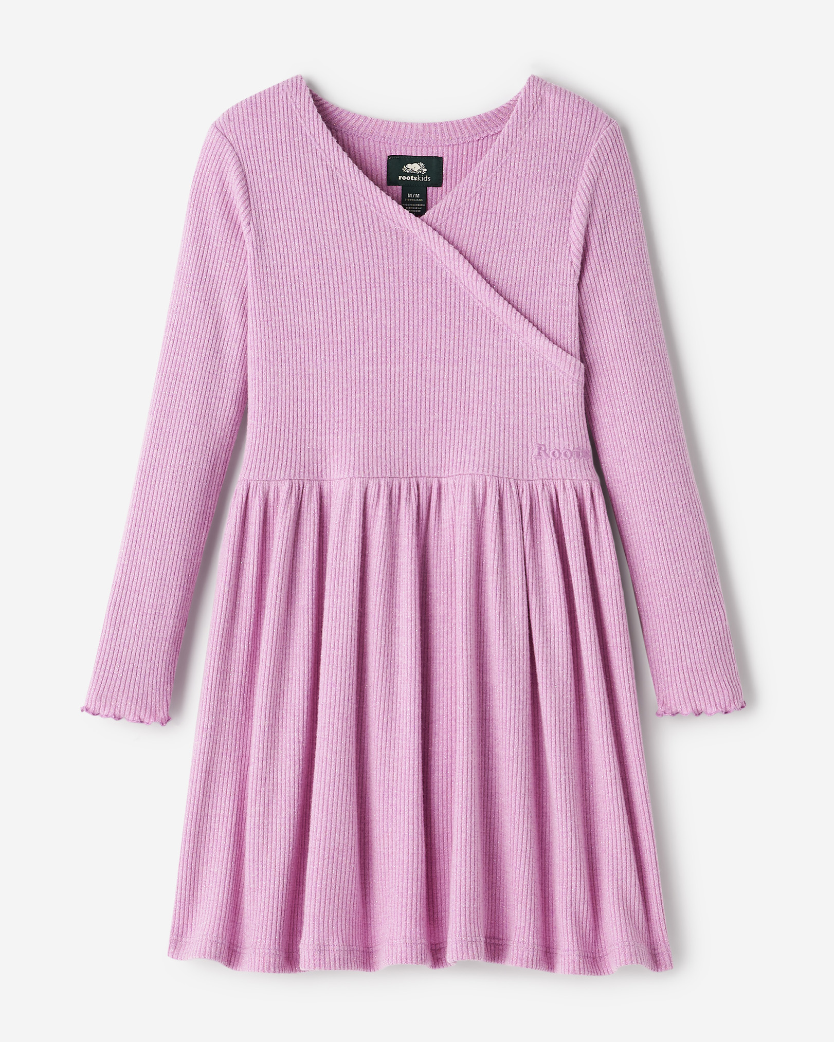 Girls Cooper Sparkle Rib Dress - Pale Pansy