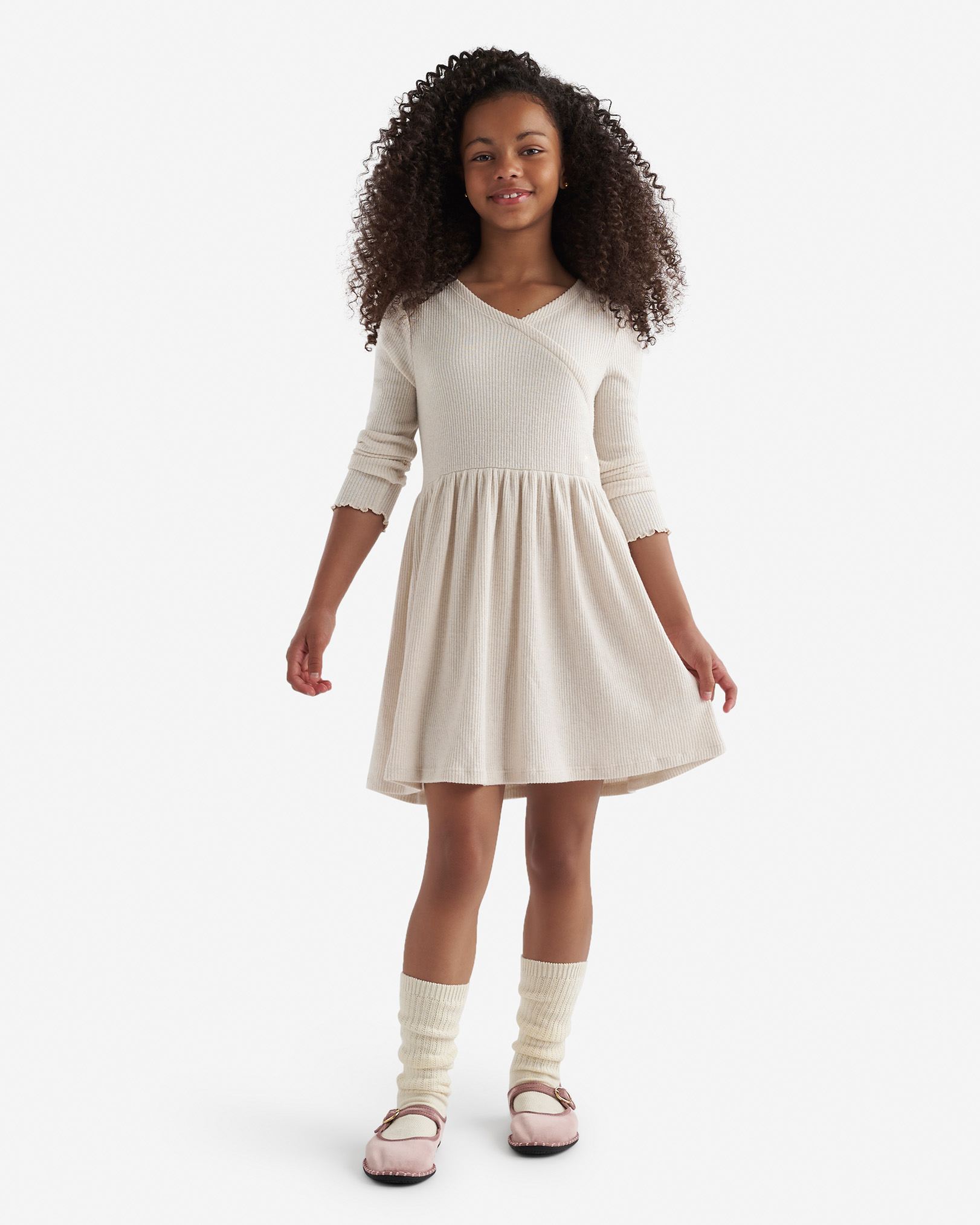 Girls Cooper Sparkle Rib Dress - Seedpearl Cream