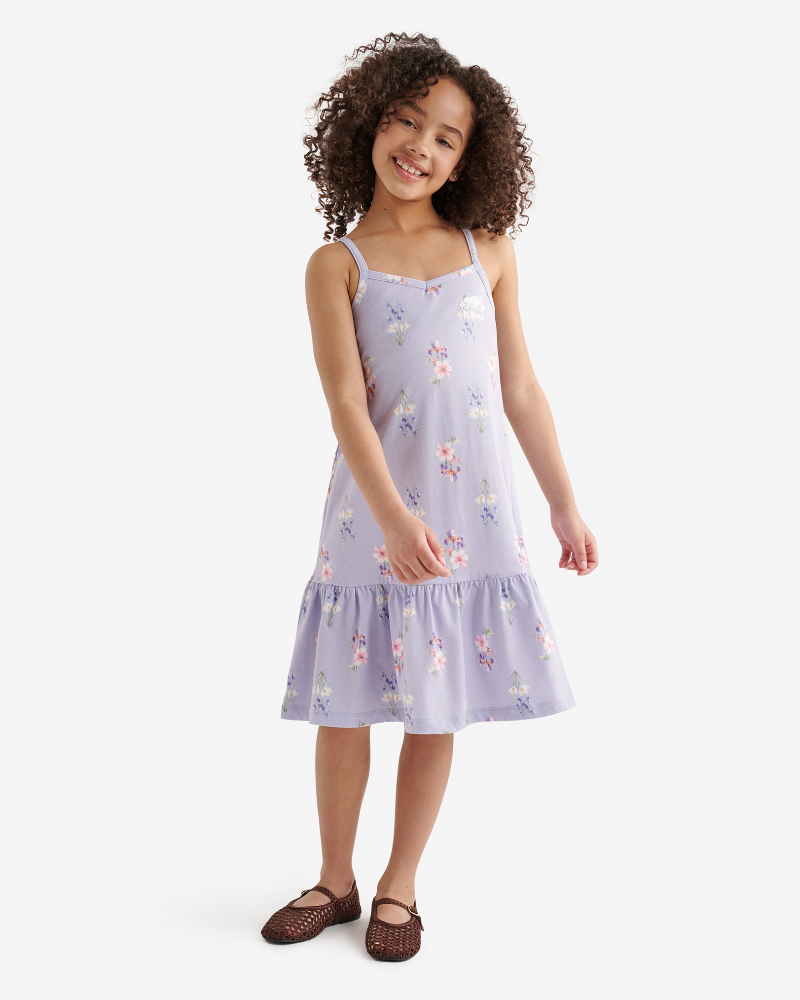 Girls Cooper Floral Dress - Cosmic Sky