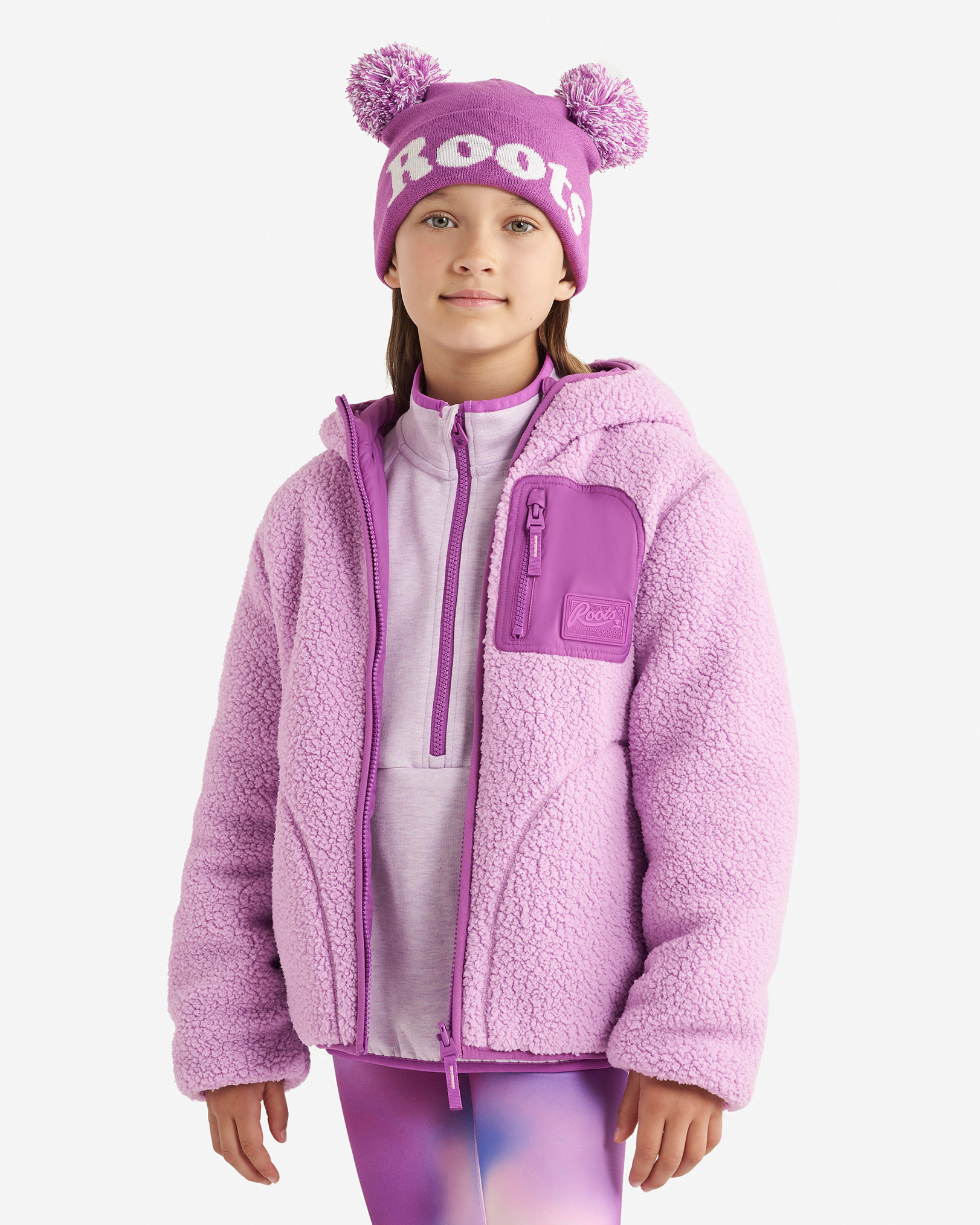 Kids Reversible Shearling Fleece Jacket - Hyacinth Violet