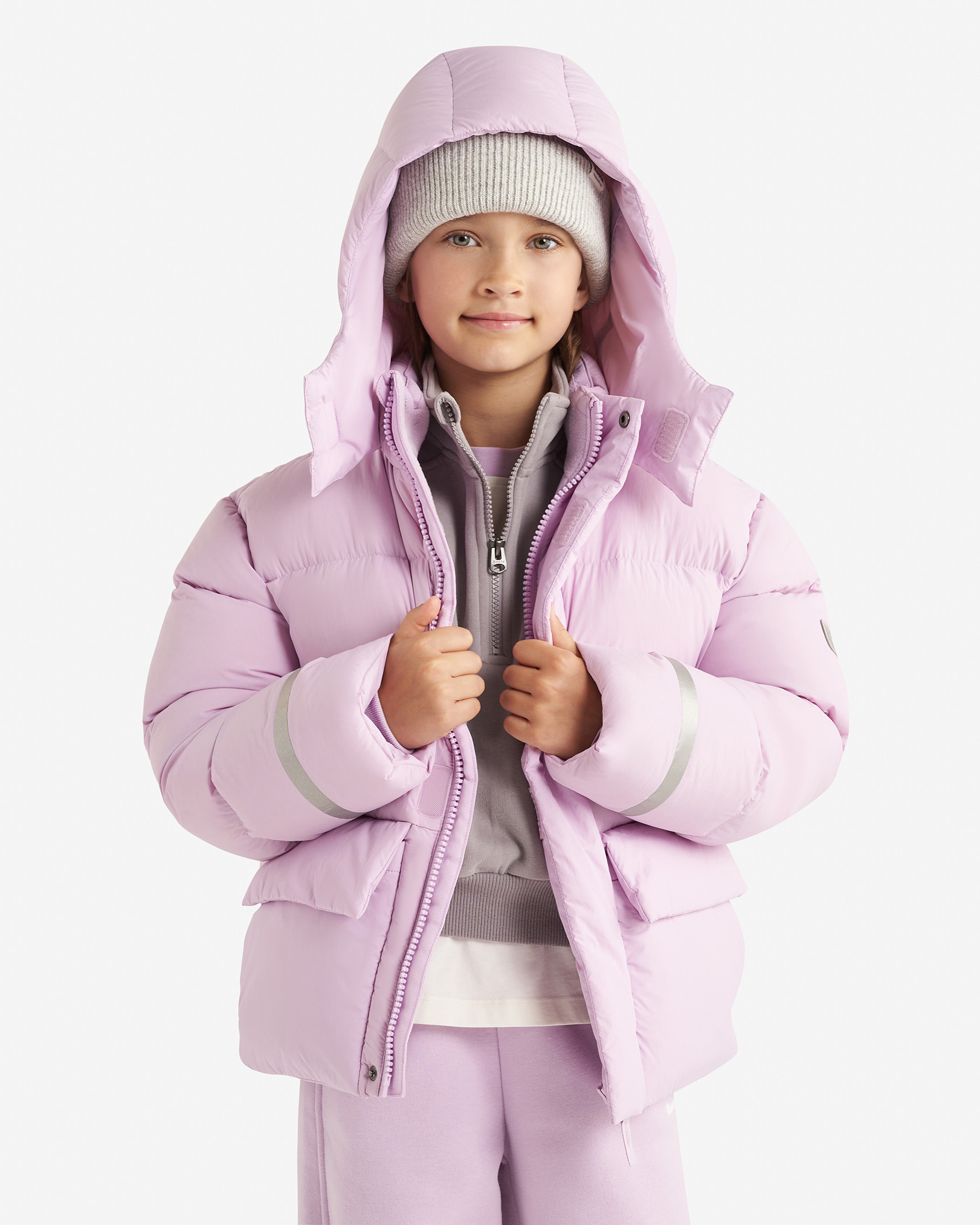 Kids Roots Down Puffer Coat - Fair Orchid