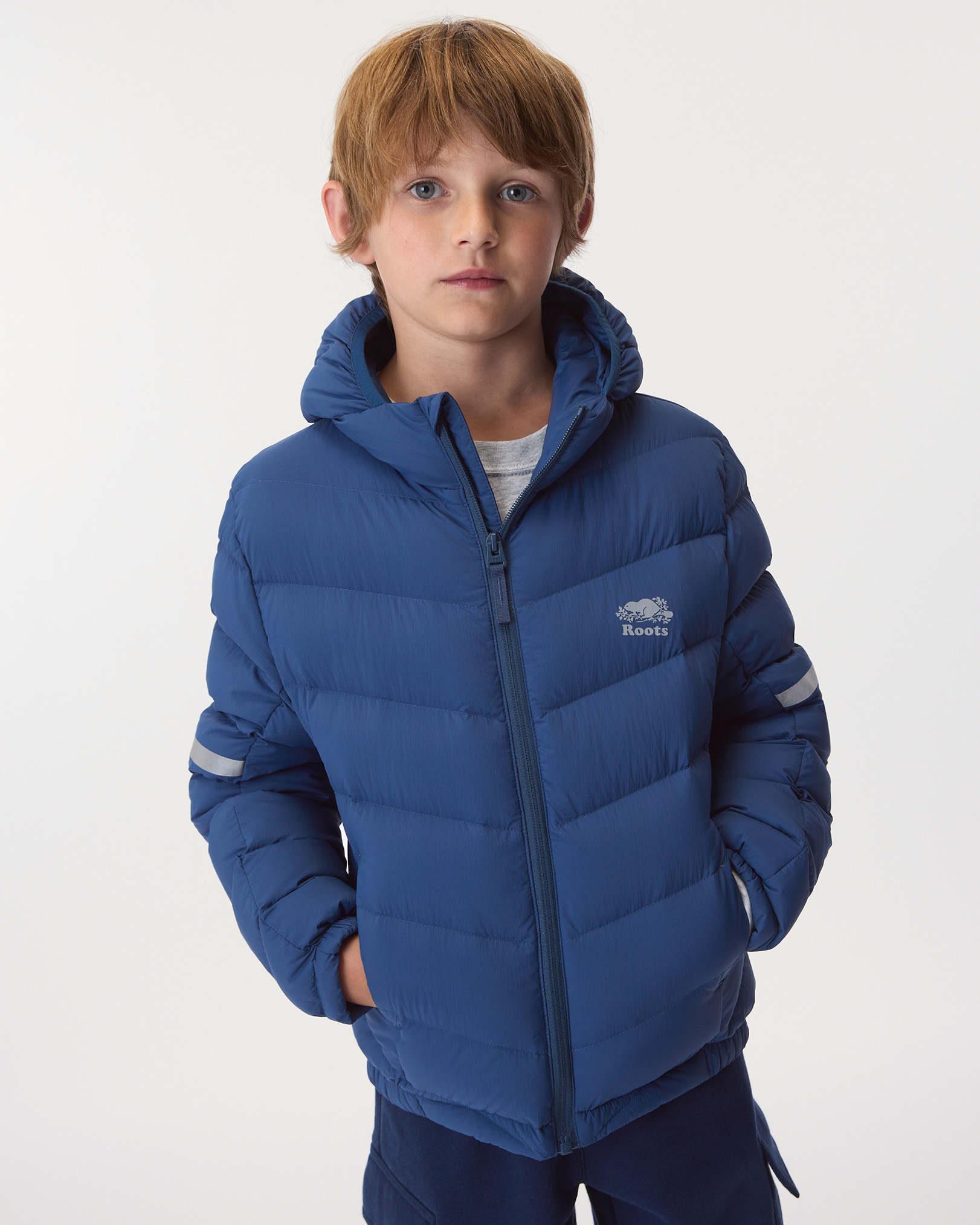 Kids Roots Down Packable Jacket - Dark Denim Kids Roots Down Packable Jacket - Dark Denim