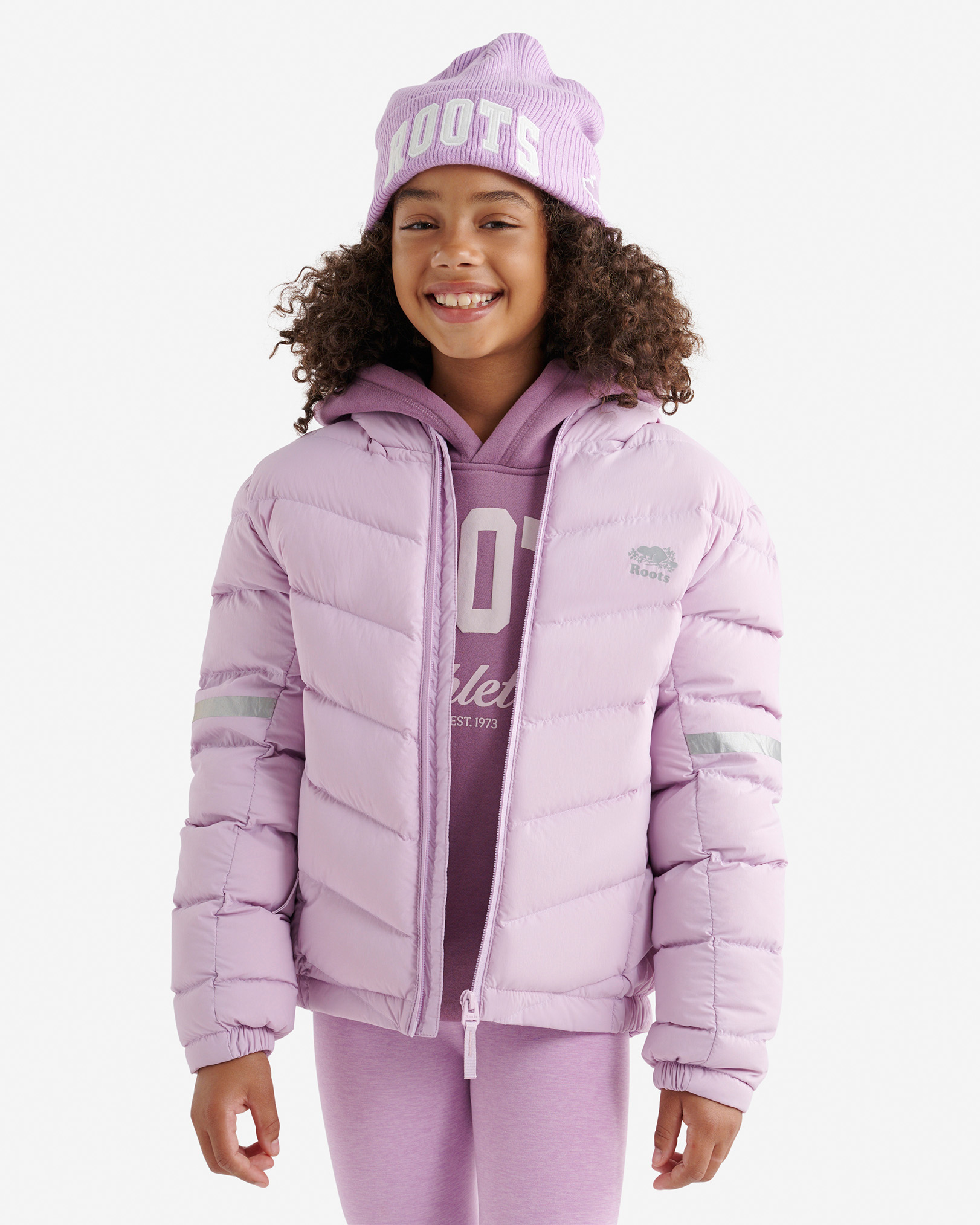 Kids Roots Down Packable Jacket - Fair Orchid