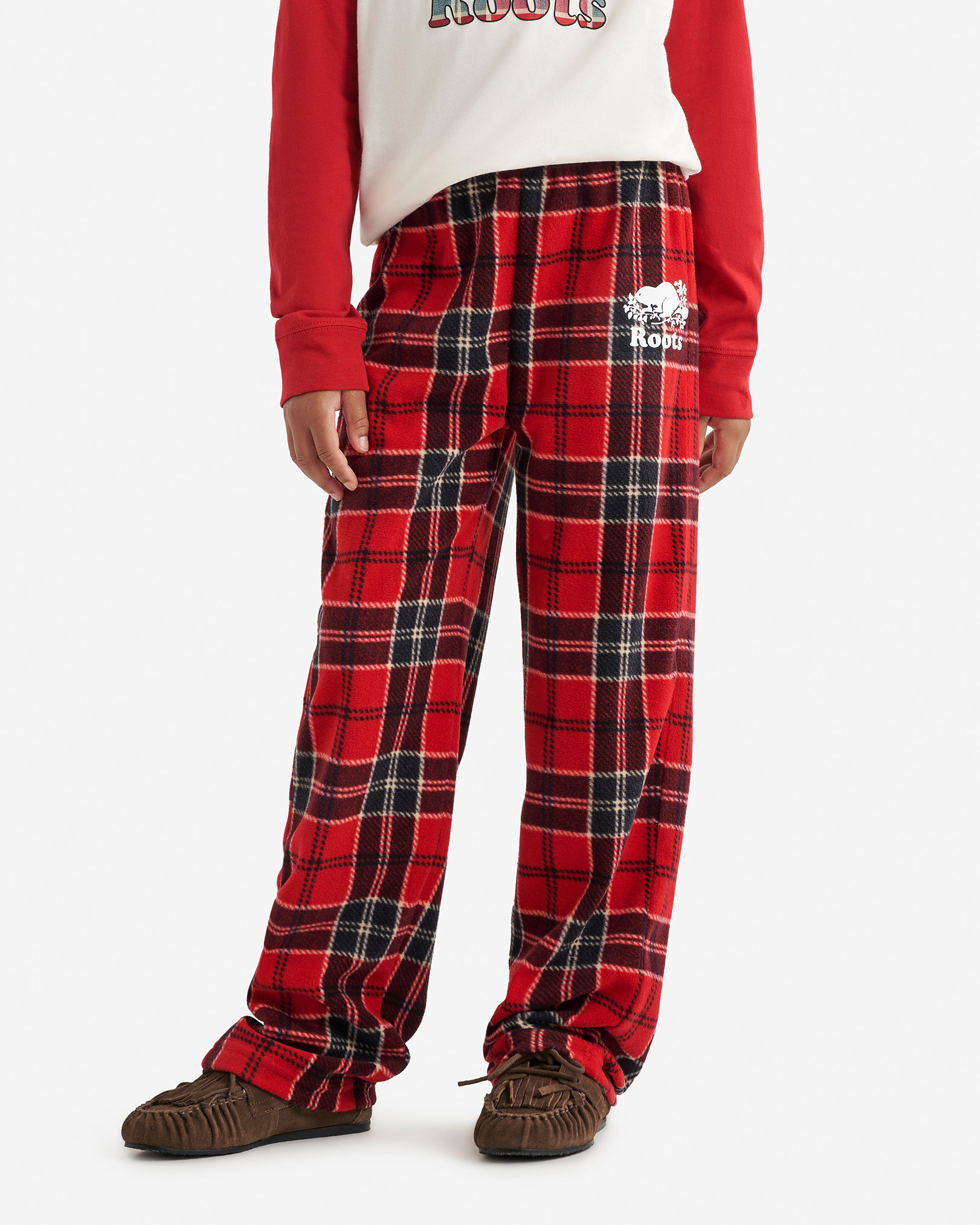 Kids Microfleece Pajama Pant - Cabin Red Smoke Lake