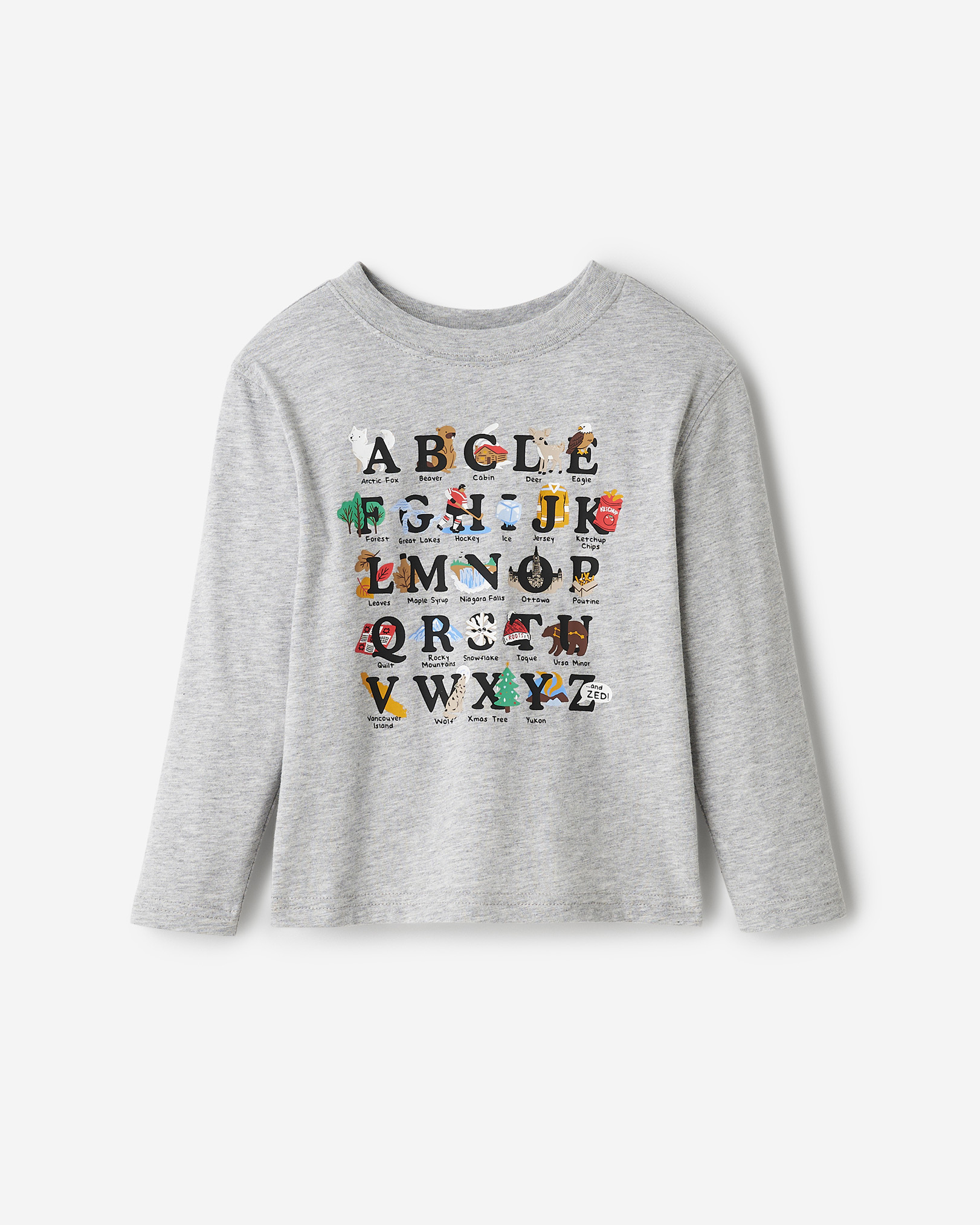 Toddler ABC Of Canada T-Shirt - Heather Grey Toddler ABC Of Canada T-Shirt - Heather Grey