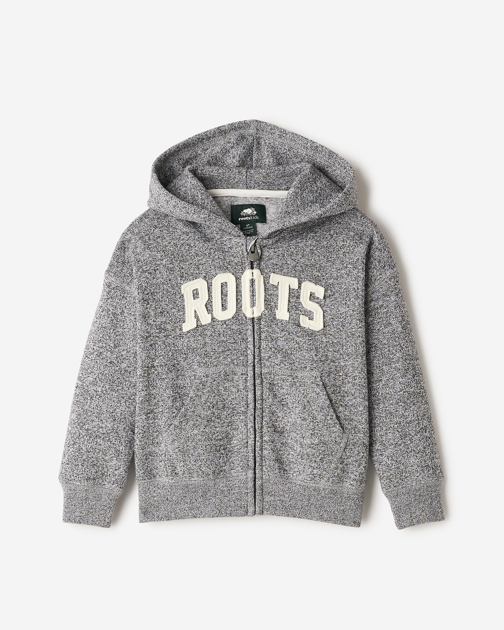 Toddler Roots Applique Full Zip Hoodie - Salt & Pepper