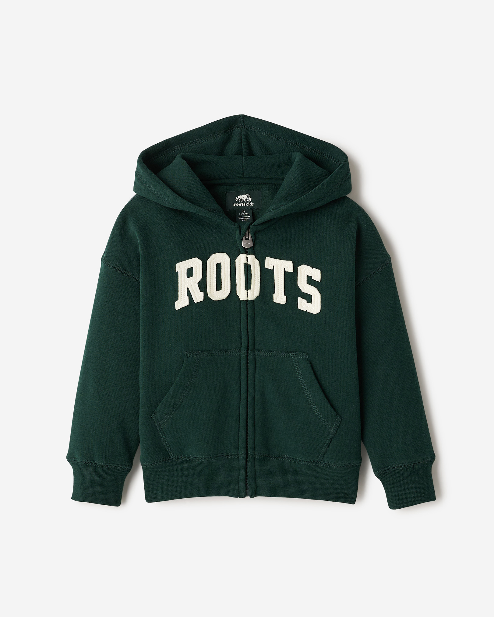 Toddler Roots Applique Full Zip Hoodie - Varsity Green