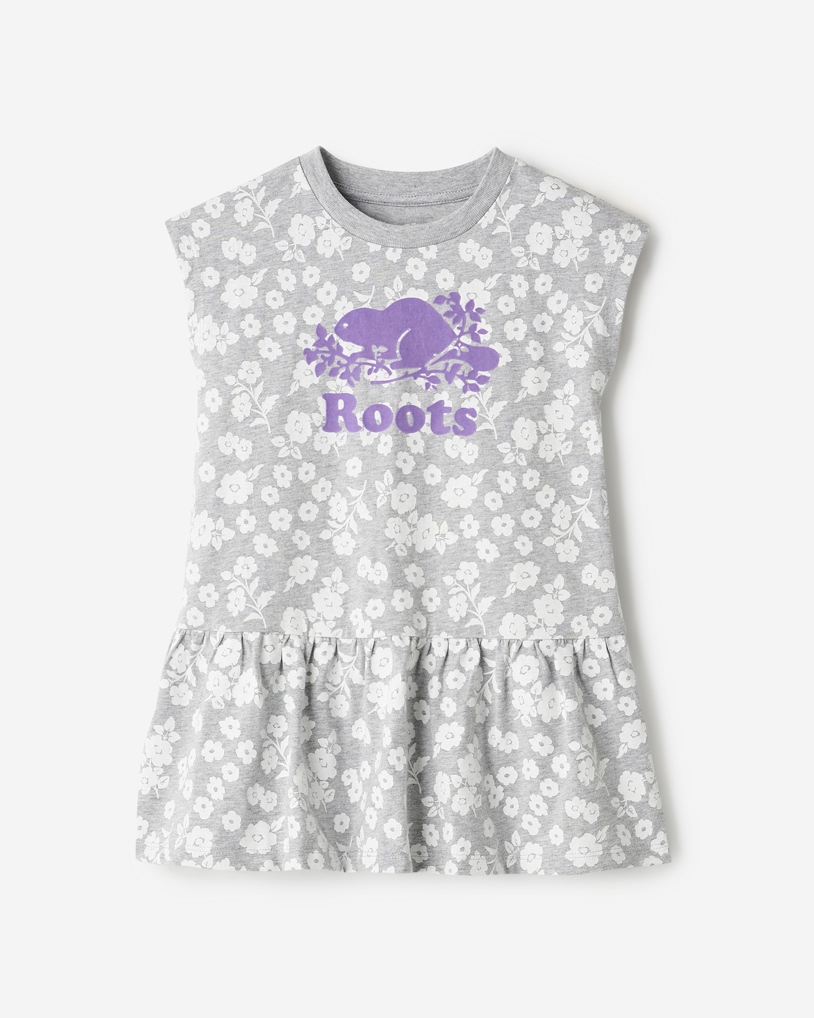 Toddler Girls Floral Dress - Heather Grey