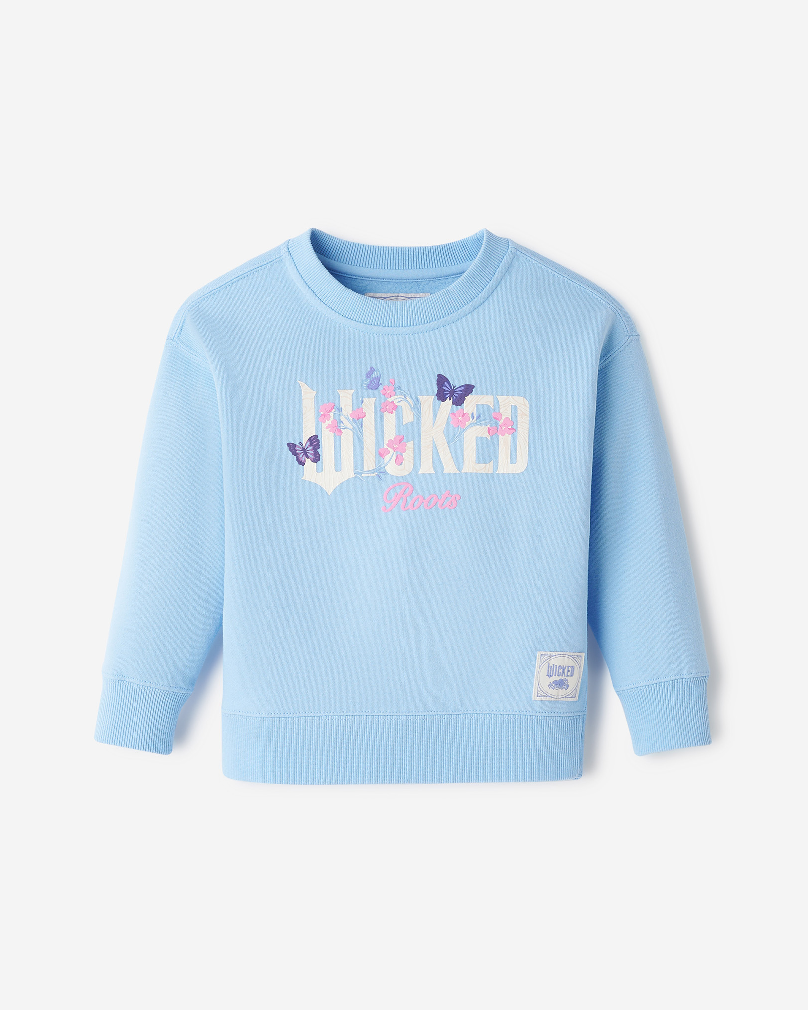 Toddler Roots X Wicked Floral Crew Sweatshirt - Swiss Blue