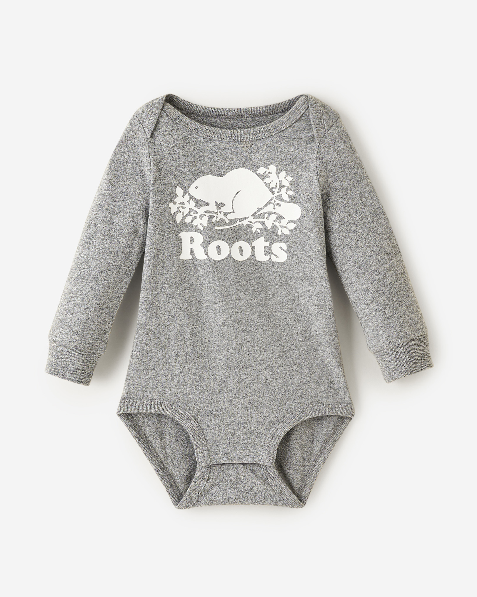 Baby Organic Original Cooper Beaver Long Sleeve Bodysuit - Salt & Pepper Baby Organic Original Cooper Beaver Long Sleeve Bodysuit - Salt & Pepper