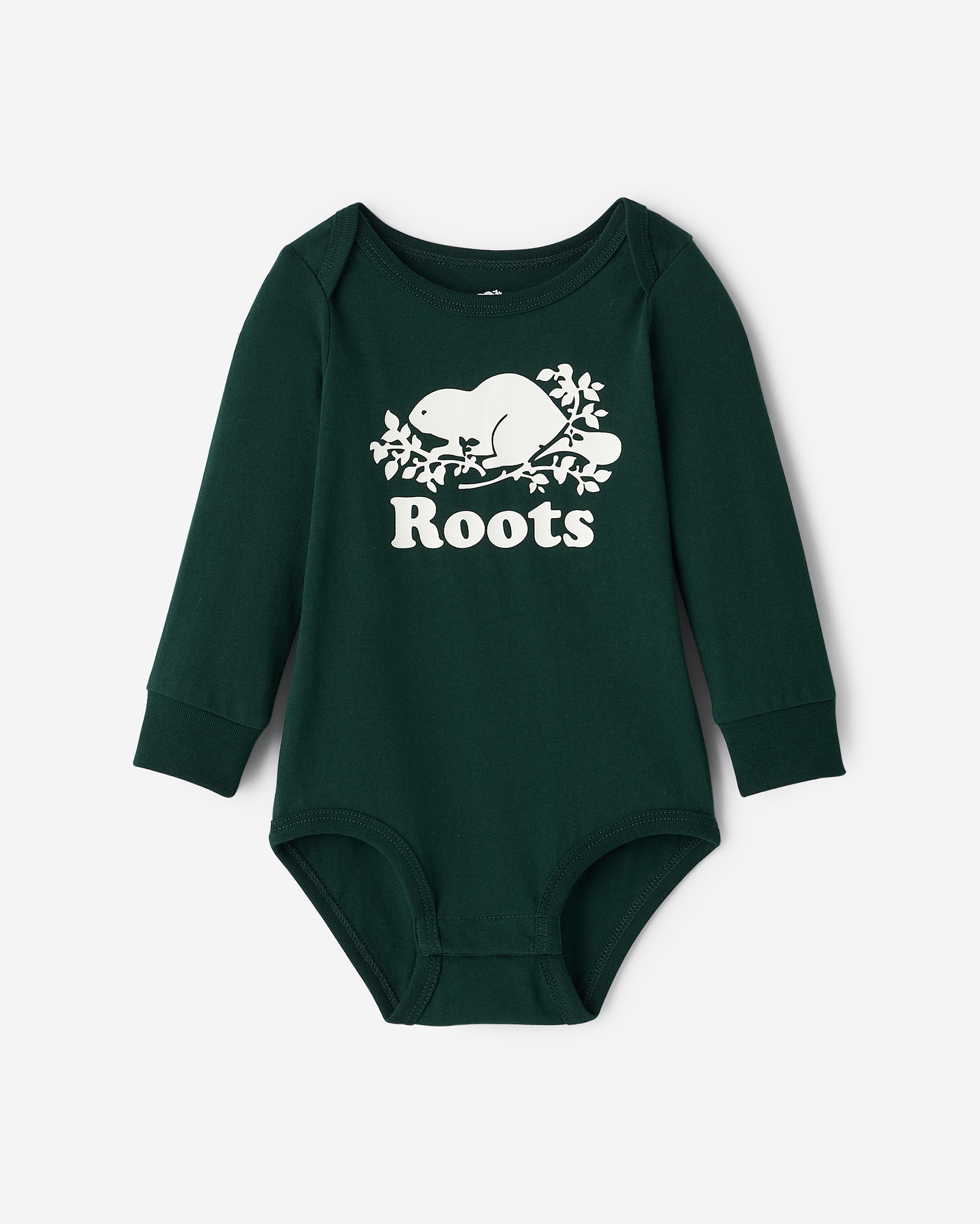 Baby Organic Original Cooper Beaver Long Sleeve Bodysuit - Varsity Green Baby Organic Original Cooper Beaver Long Sleeve Bodysuit - Varsity Green