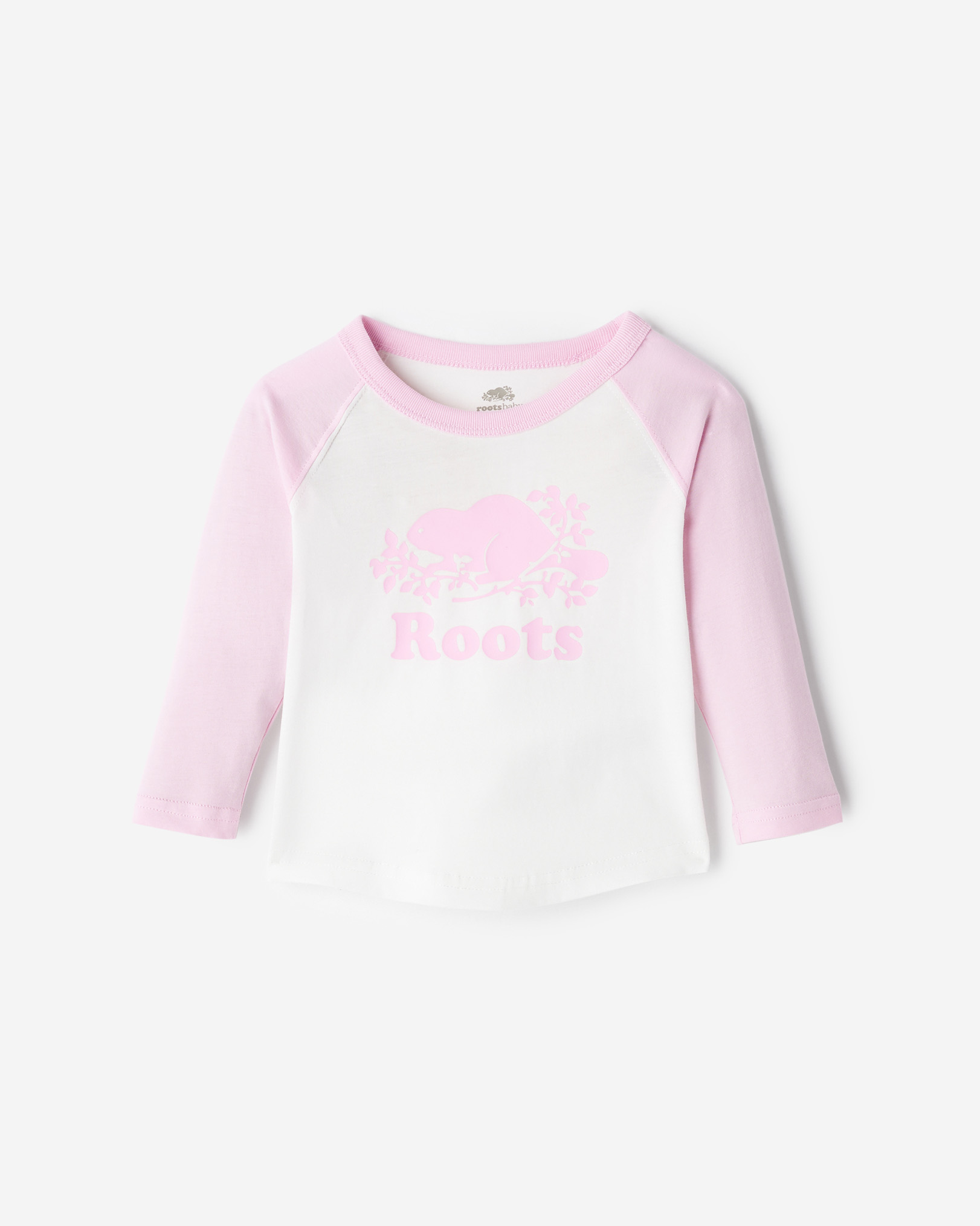 Baby Organic Cooper Baseball T-Shirt - Feather Pink Baby Organic Cooper Baseball T-Shirt - Feather Pink