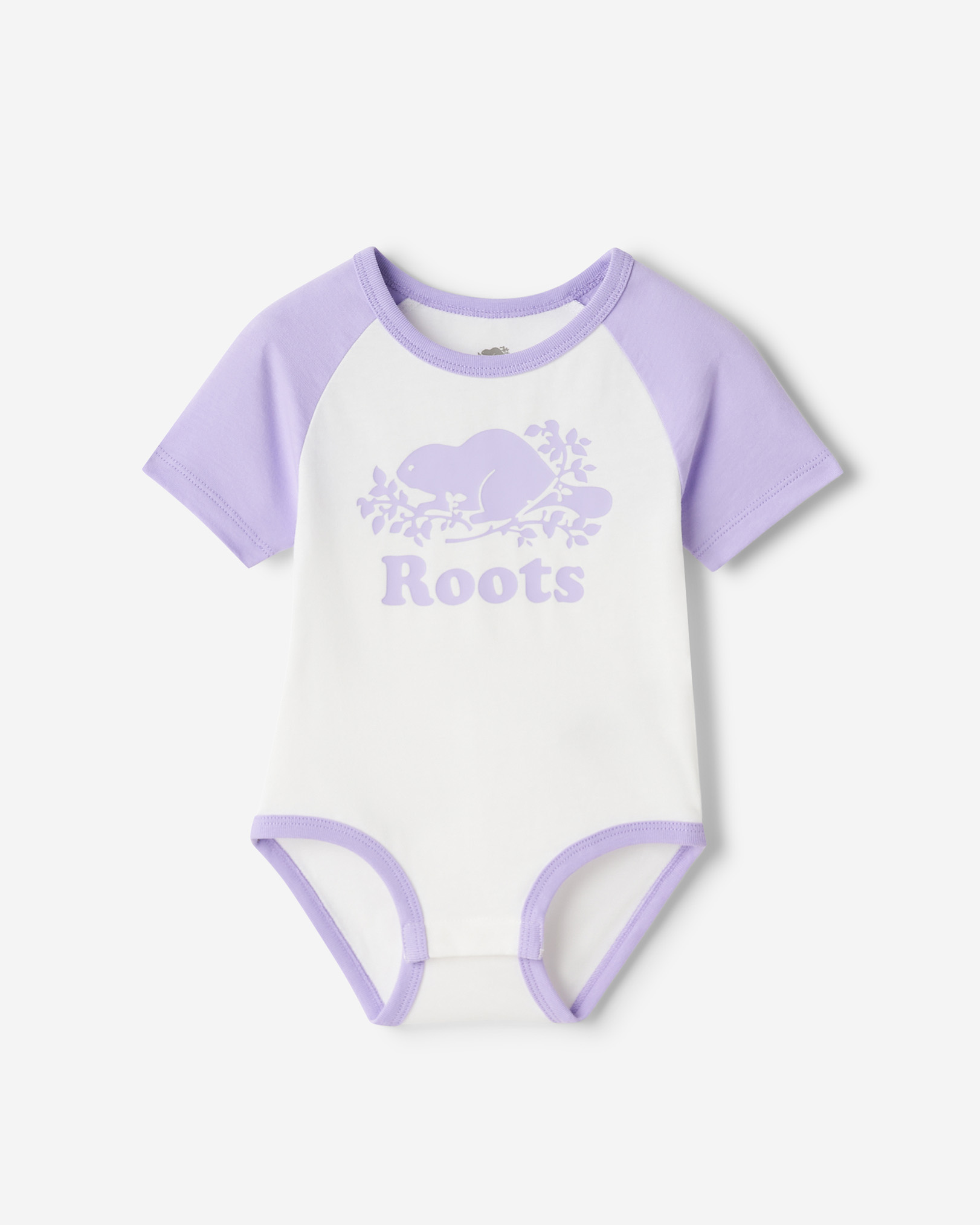 Baby Organic Cooper Baseball Short Sleeve Bodysuit - Egret