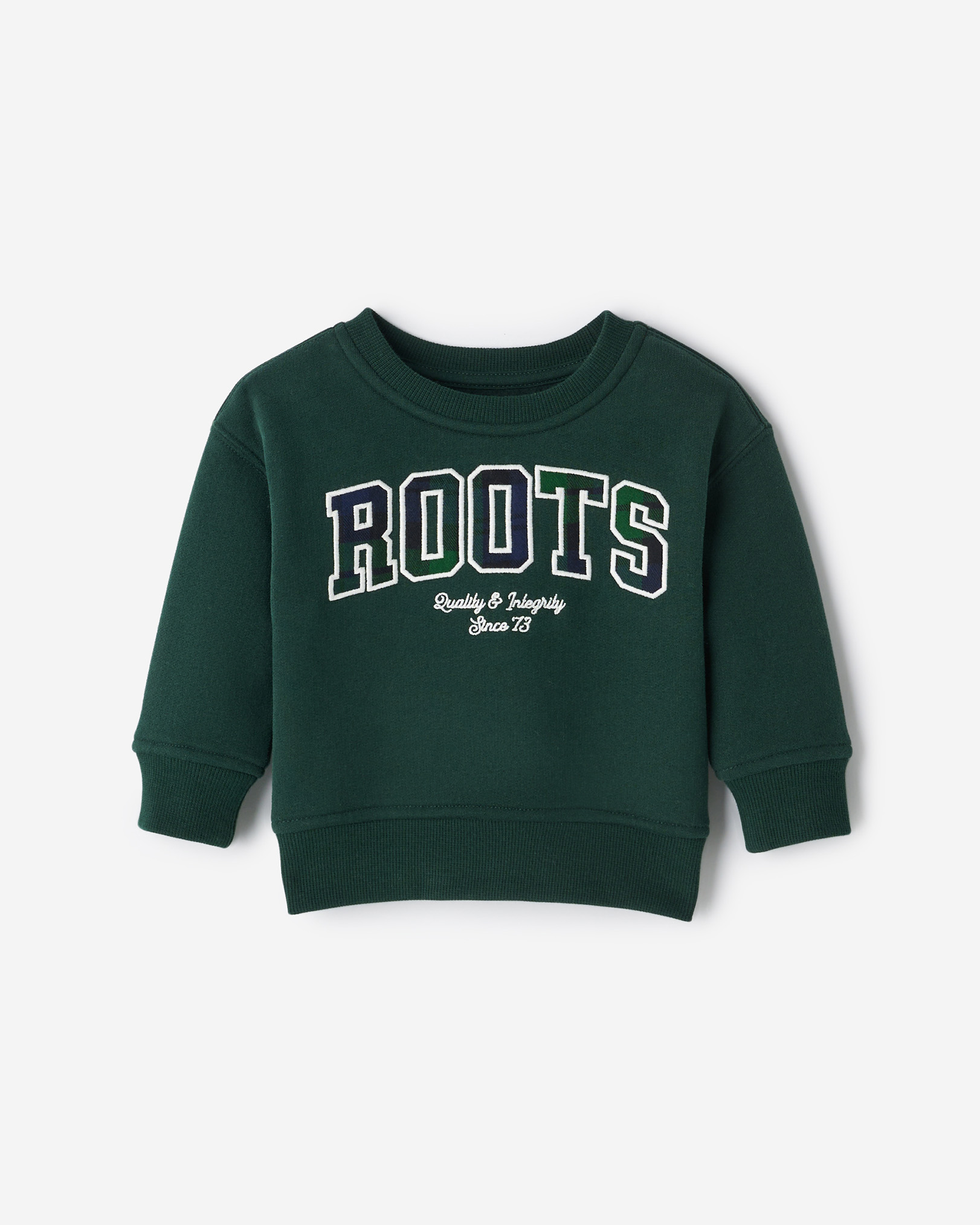 Baby Plaid Applique Crew Sweatshirt - Varsity Green
