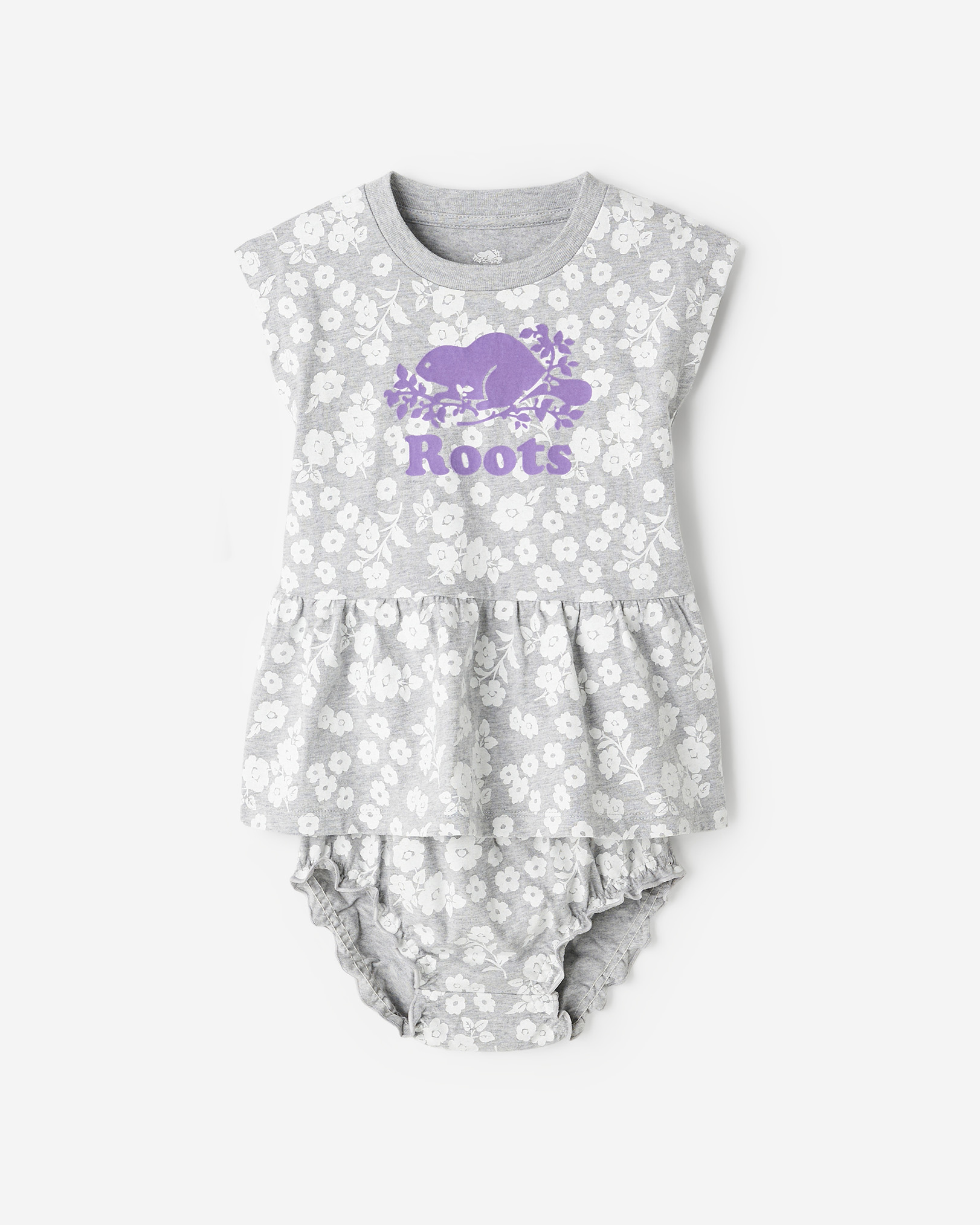 Baby Floral Dress - Heather Grey